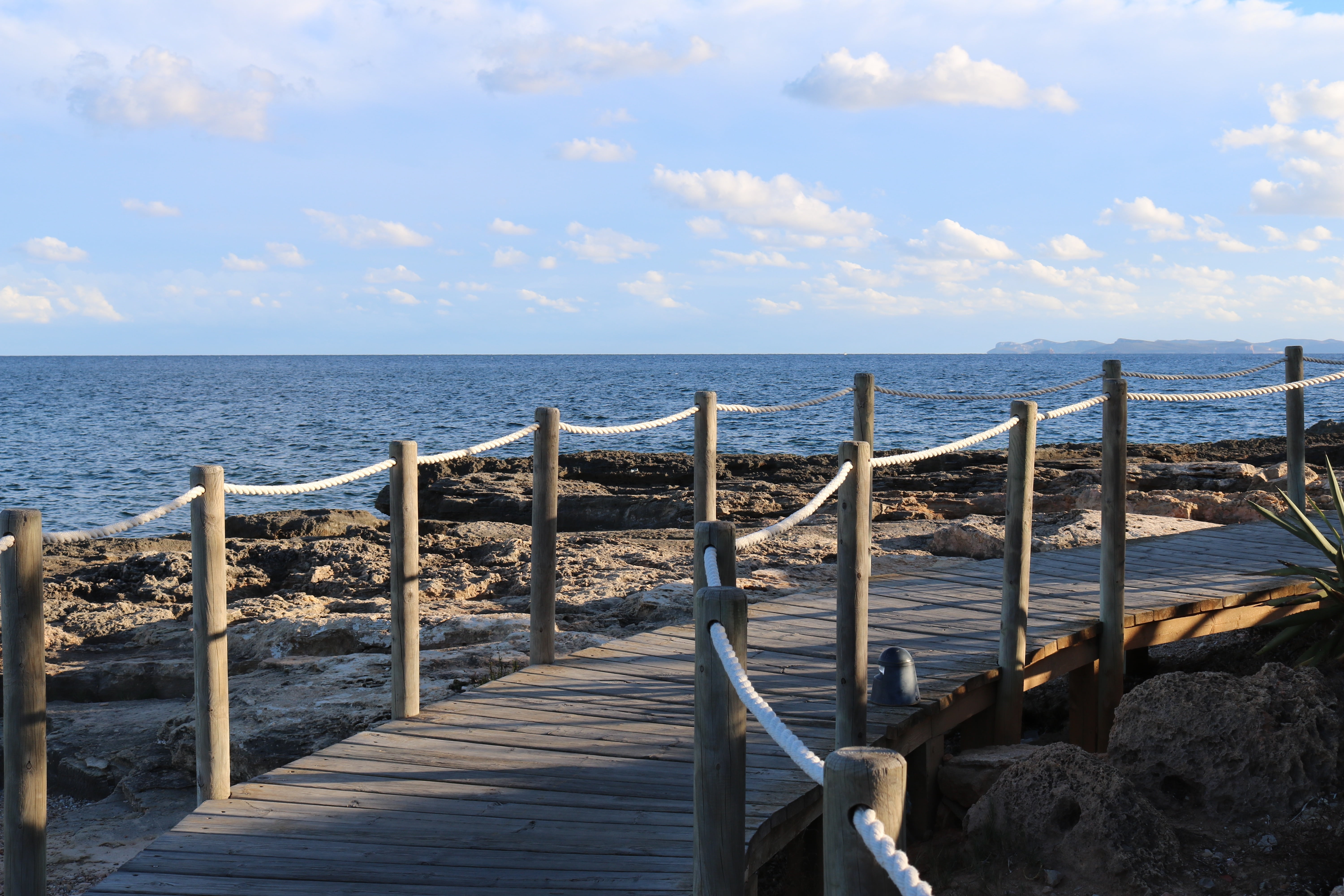 horizon, mallorca, tranquility, scenics - nature, 5K, sky, nature, colonia sant jordi, sunlight, wood - material, no people, web, non-urban scene, sea, HD Wallpaper