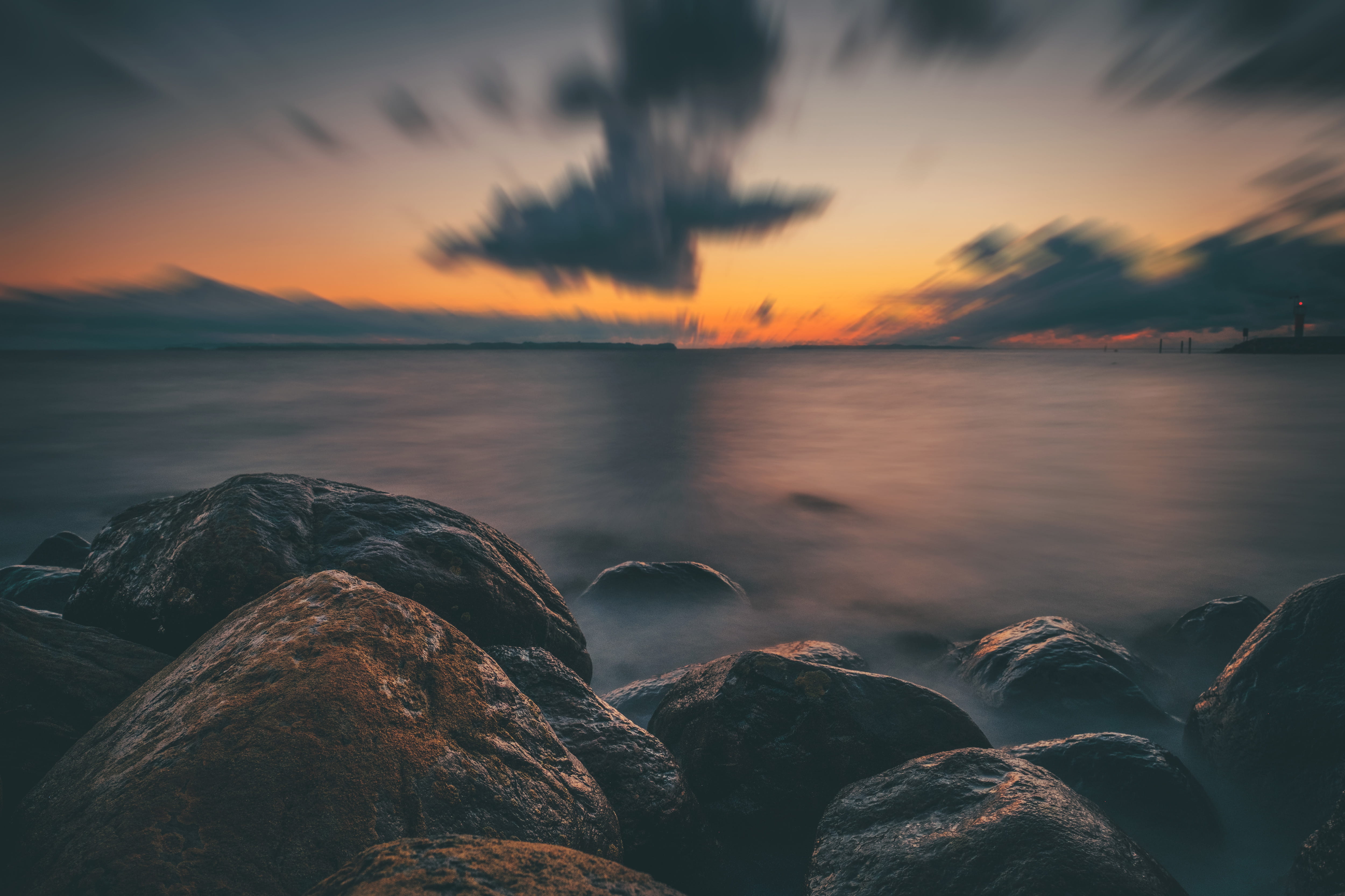 landscape, beach, cloudscape, sunset, summer, exposure, rock, cloud - Sky, wave, scenics - nature, water, natural, sea, idyllic, sunrise - Dawn, dramatic sky, HD Wallpaper