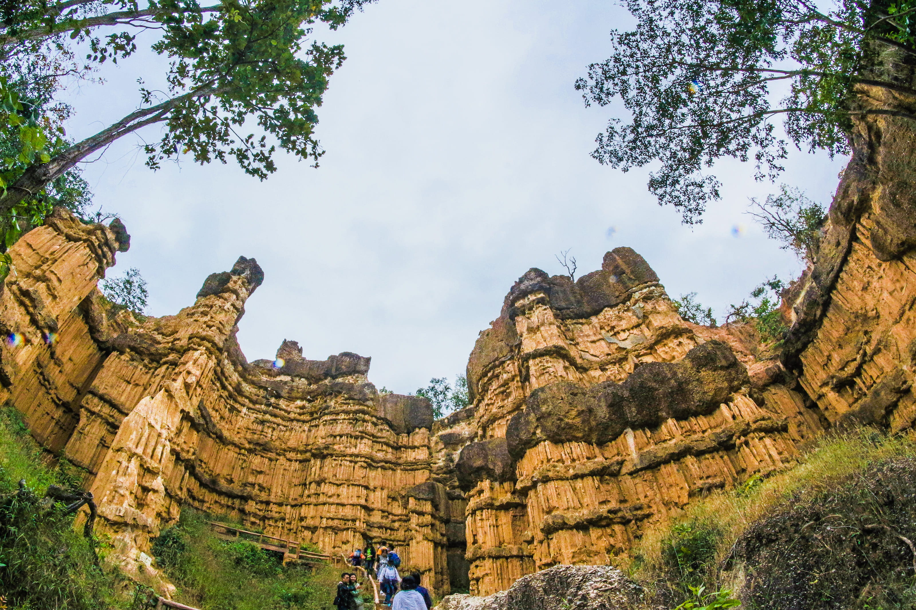 natural, geology, famous, scenic, trekking, cliff, jungle, travel destinations, old ruin, daylight, forest, grass, near, chiang mai, incidental people, HD Wallpaper