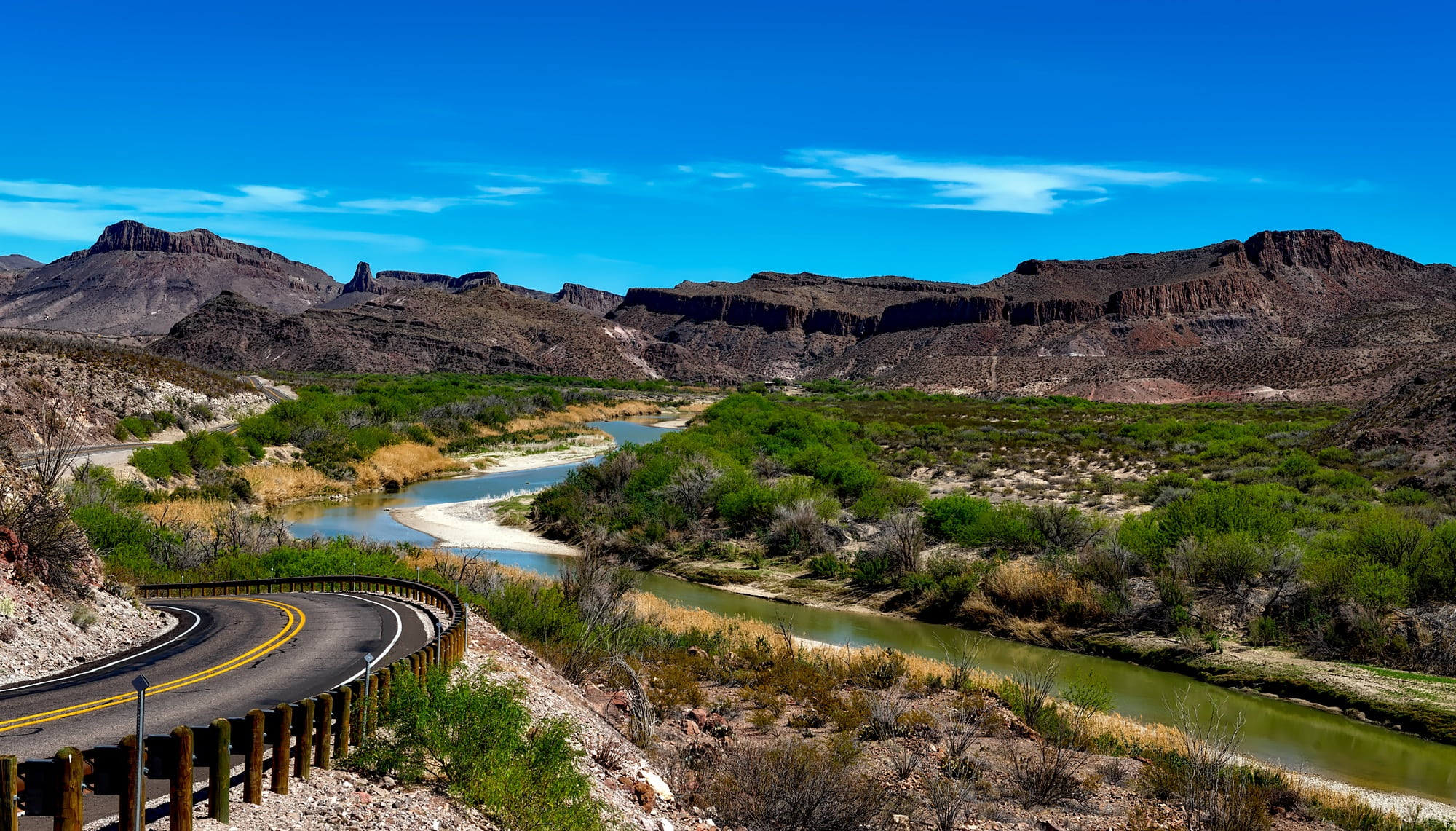 scenics - nature, outdoors, mountain, rural scene, rock, road, 1080P, countryside, texas, tree, trees, mountains, blue, day, transportation, environment, HD Wallpaper