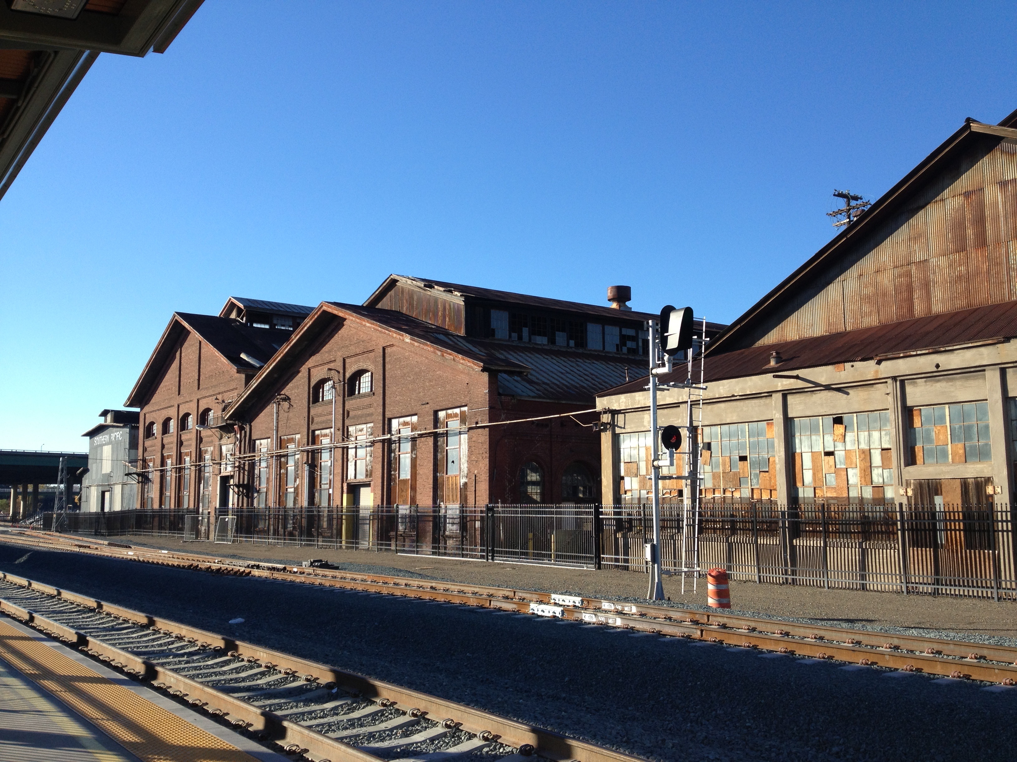 buildings, california, station, nature, built Structure, transportation, blue, no people, mode of transportation, building exterior, shunting yard, train station, HD Wallpaper