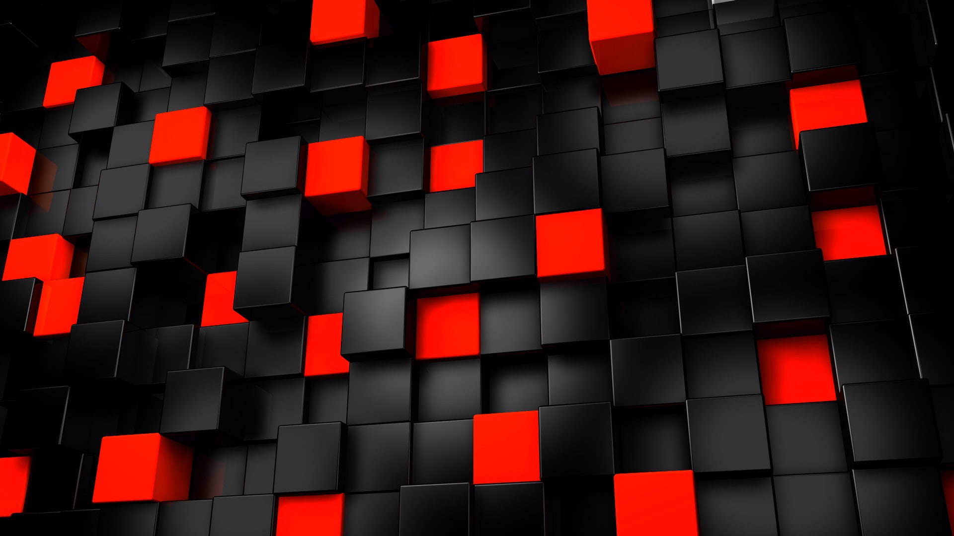 digital art, CGI, cube, 1080P, red, black, render, HD Wallpaper