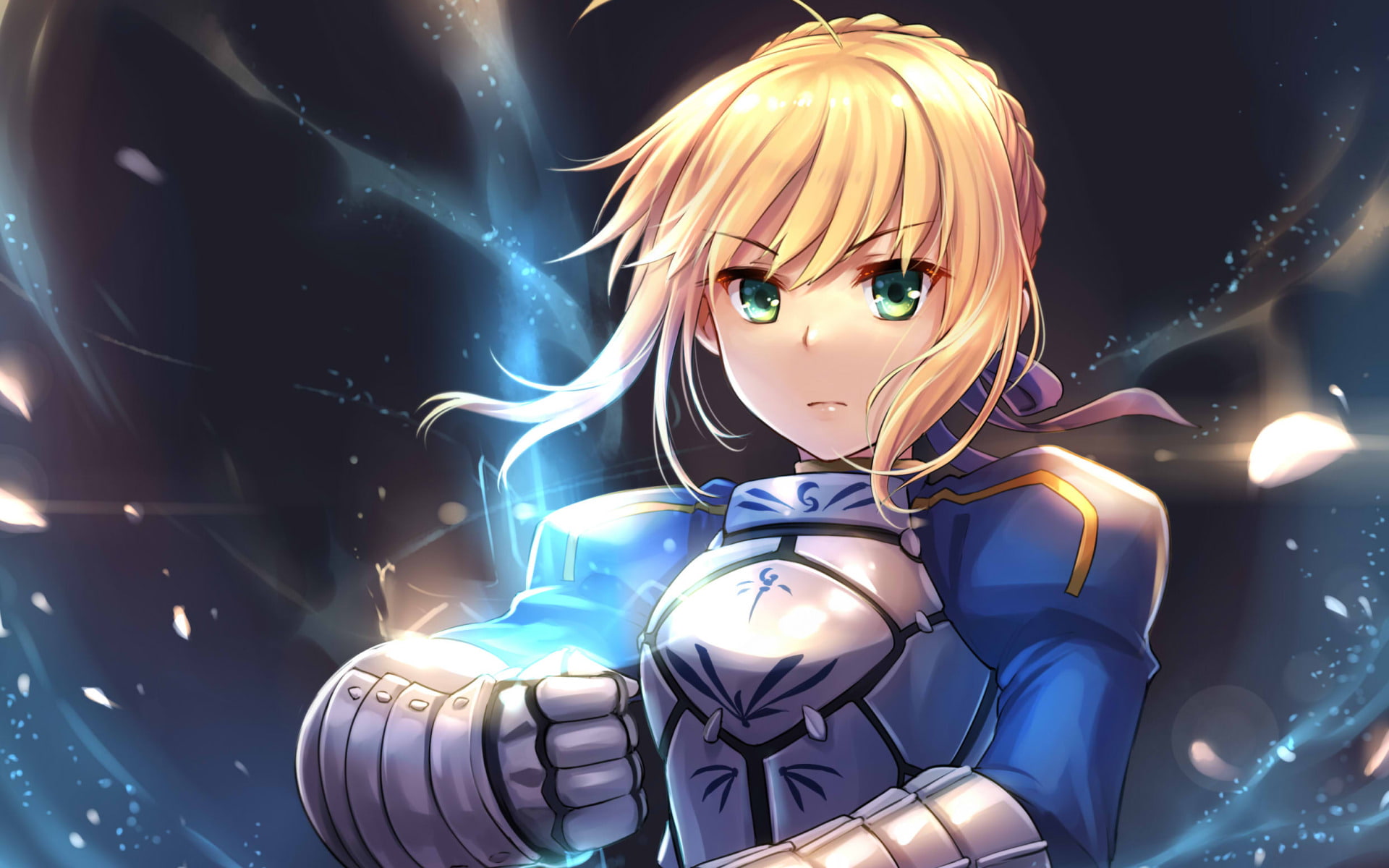 females, Fate/Stay Night, portrait, waist up, indoors, glowing, technology, looking at camera, Saber (Fate Series), illuminated, astronaut, 1080P, robot, HD Wallpaper