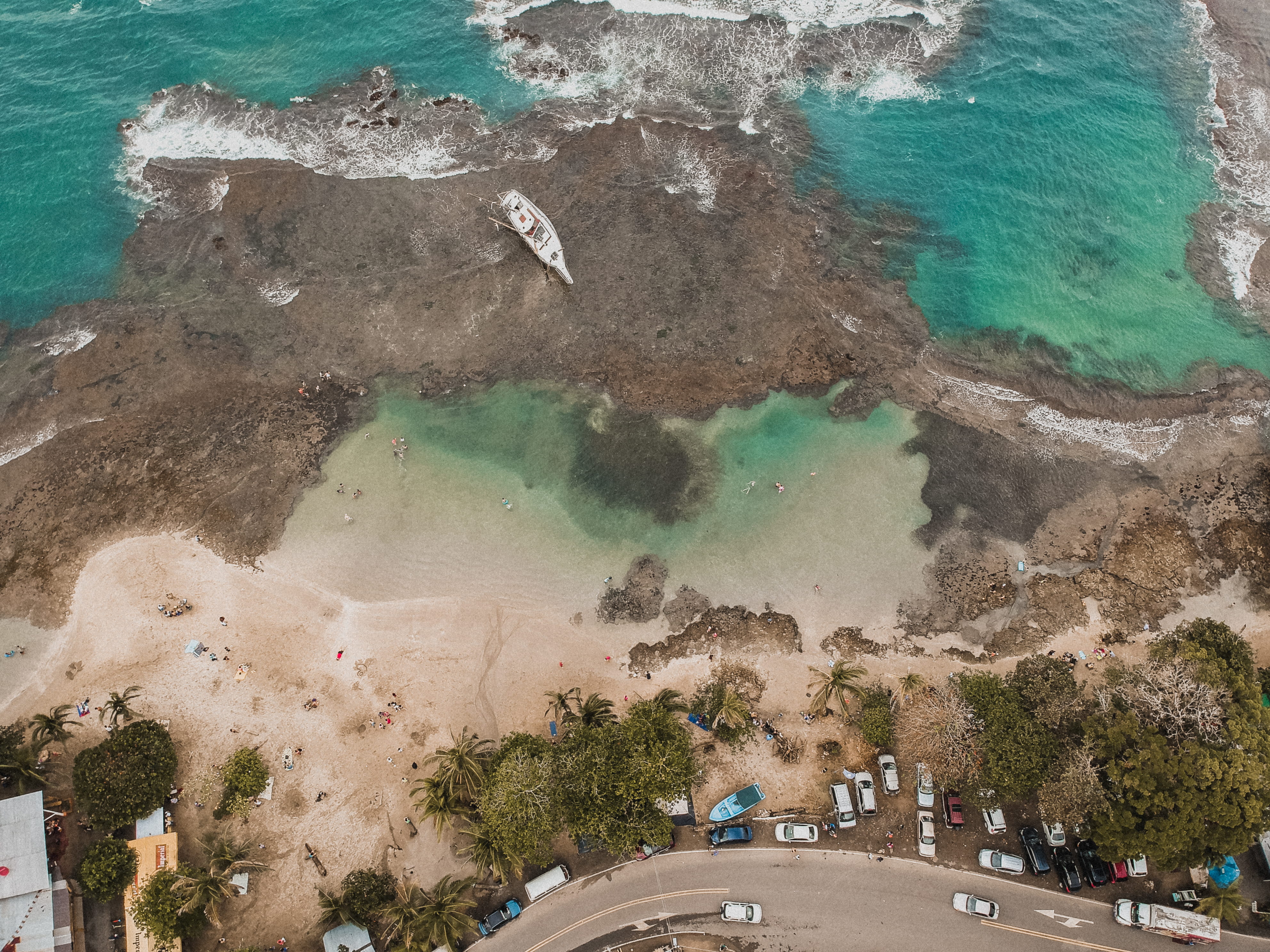 land, beach, body, sea, transportation, men, rock, beauty in nature, aerial view, wide, near, travel, large group of people, drone, road, group of people, HD Wallpaper