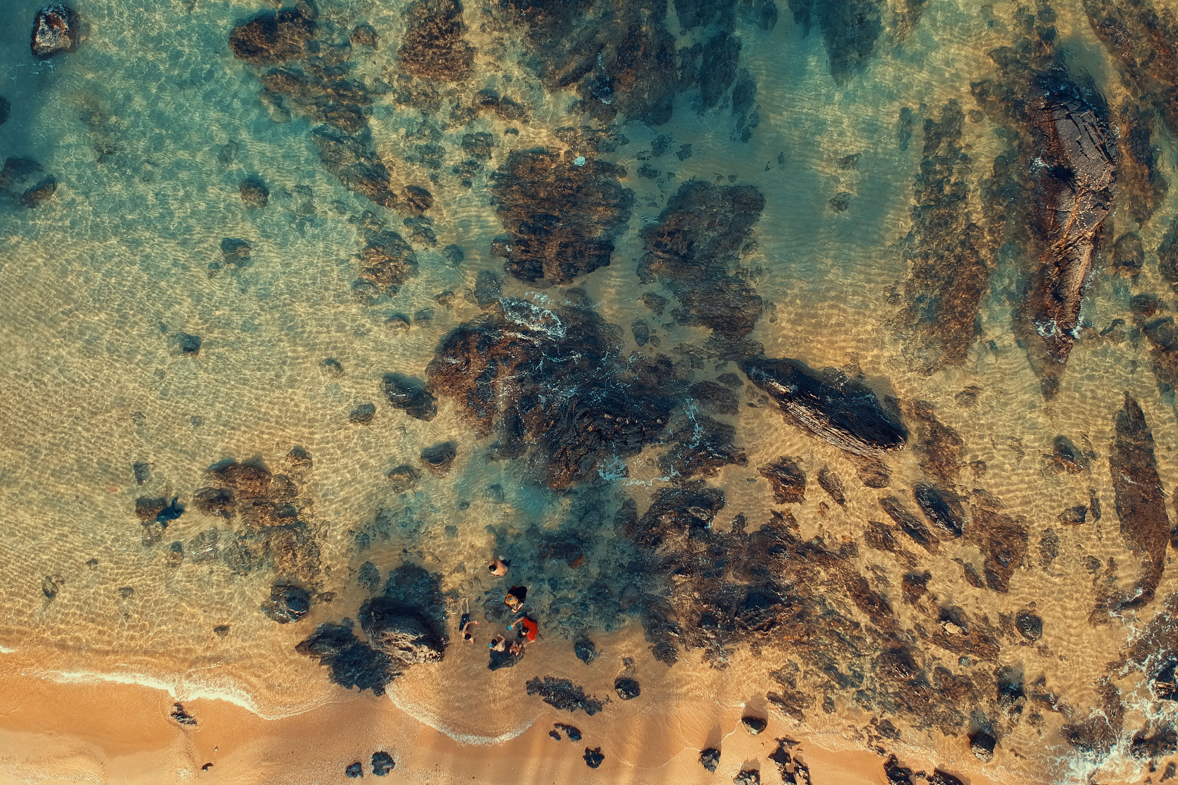 sea, birds eye view, shore, high angle view, transparent, tranquility, day, water, seashore, aerial, sand, beach, photography, from above, land, 4K, reflection, HD Wallpaper