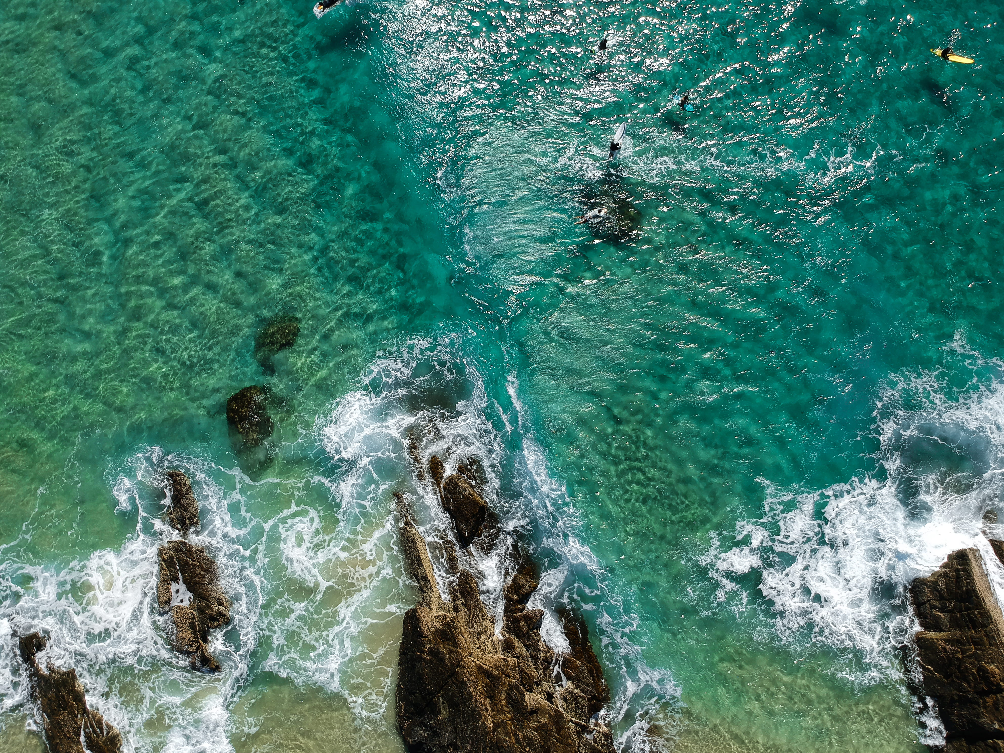 land, sport, body, rocks, aerial shot, australia, 4K, solid, sea, day, birds eye view, high angle view, sunlight, Gold Coast, beach, rock, nature, scenics - nature, HD Wallpaper