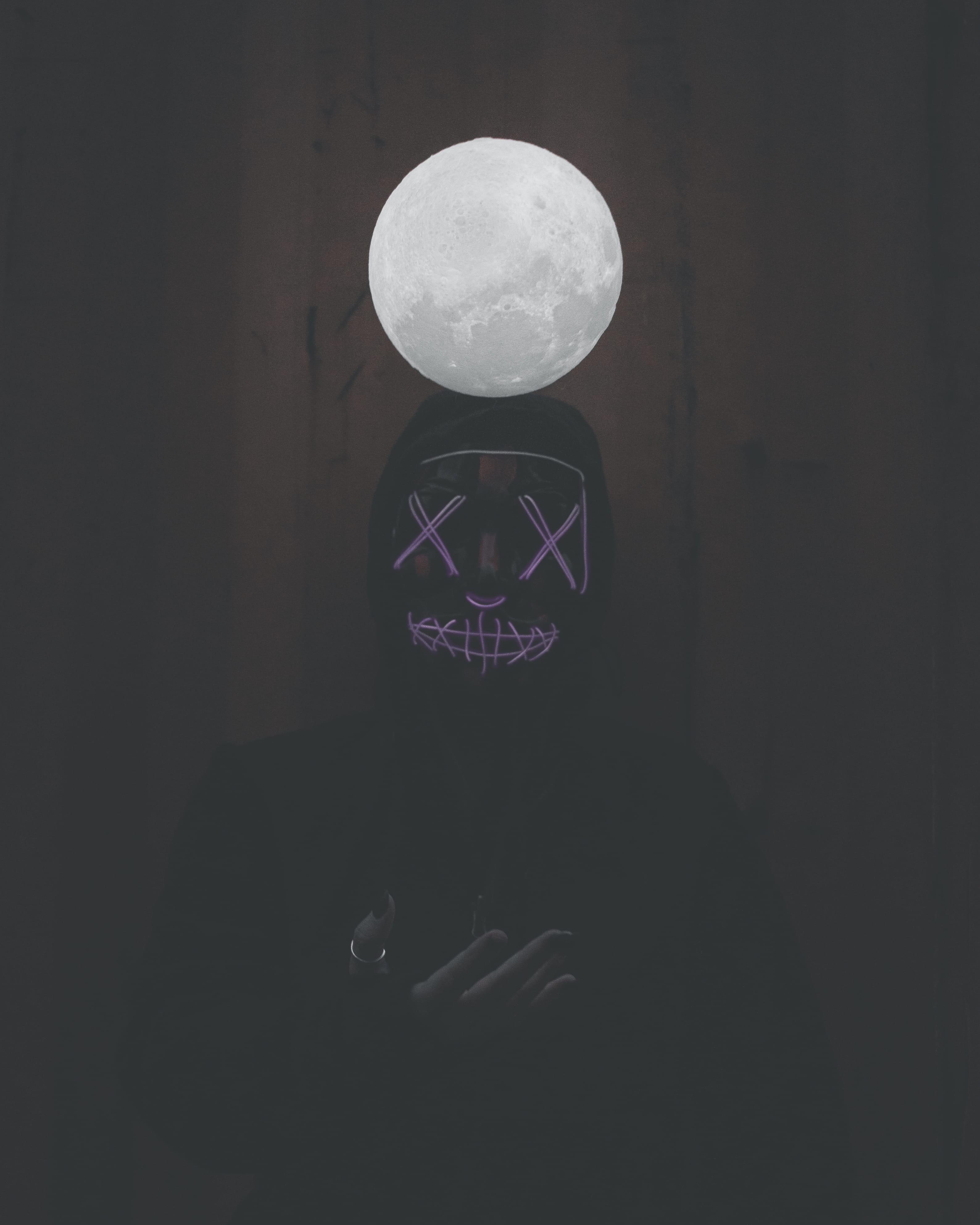 neon, purge, digital composite, lights, scary, night, human representation, 4K, indoors, men, real people, illuminated, planetary moon, standing, spooky, Phone HD Wallpaper