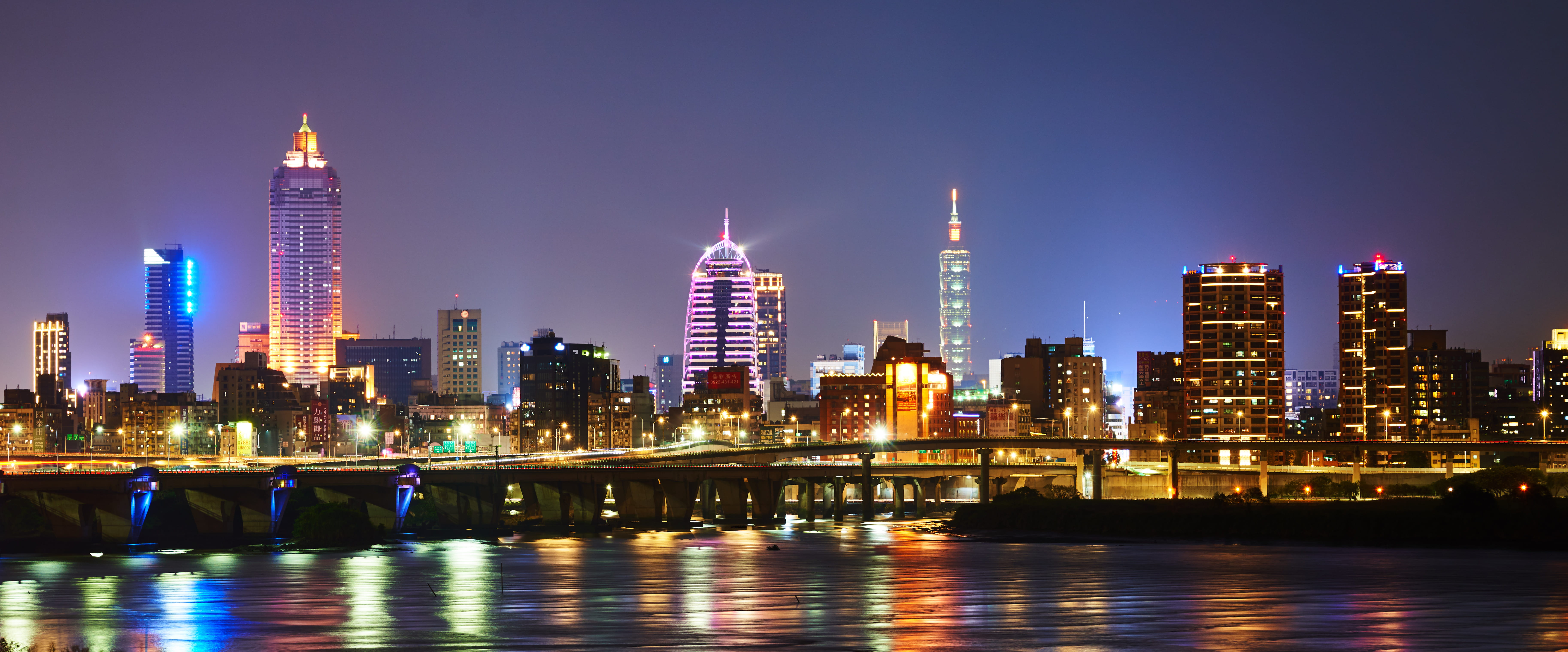 no people, outdoors, high rise, waterfront, town, landscape, building exterior, financial district, night, skyline, illuminated, downtown, 5K, travel destinations, HD Wallpaper