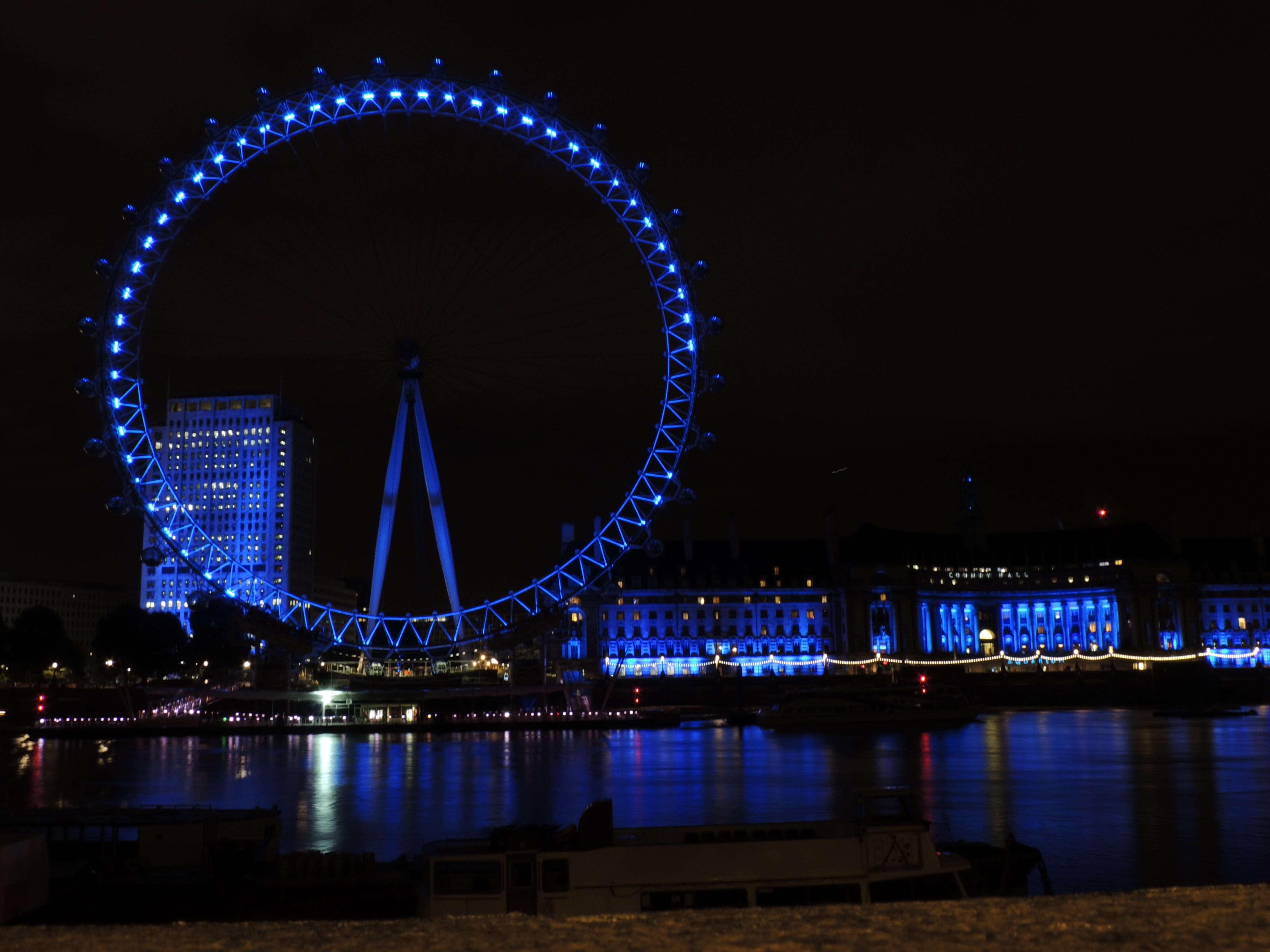 england, architecture, sky, reflection, outdoors, no people, bridge - man made structure, London Eye, london, 4K, built structure, city, Reflections, bridge, HD Wallpaper