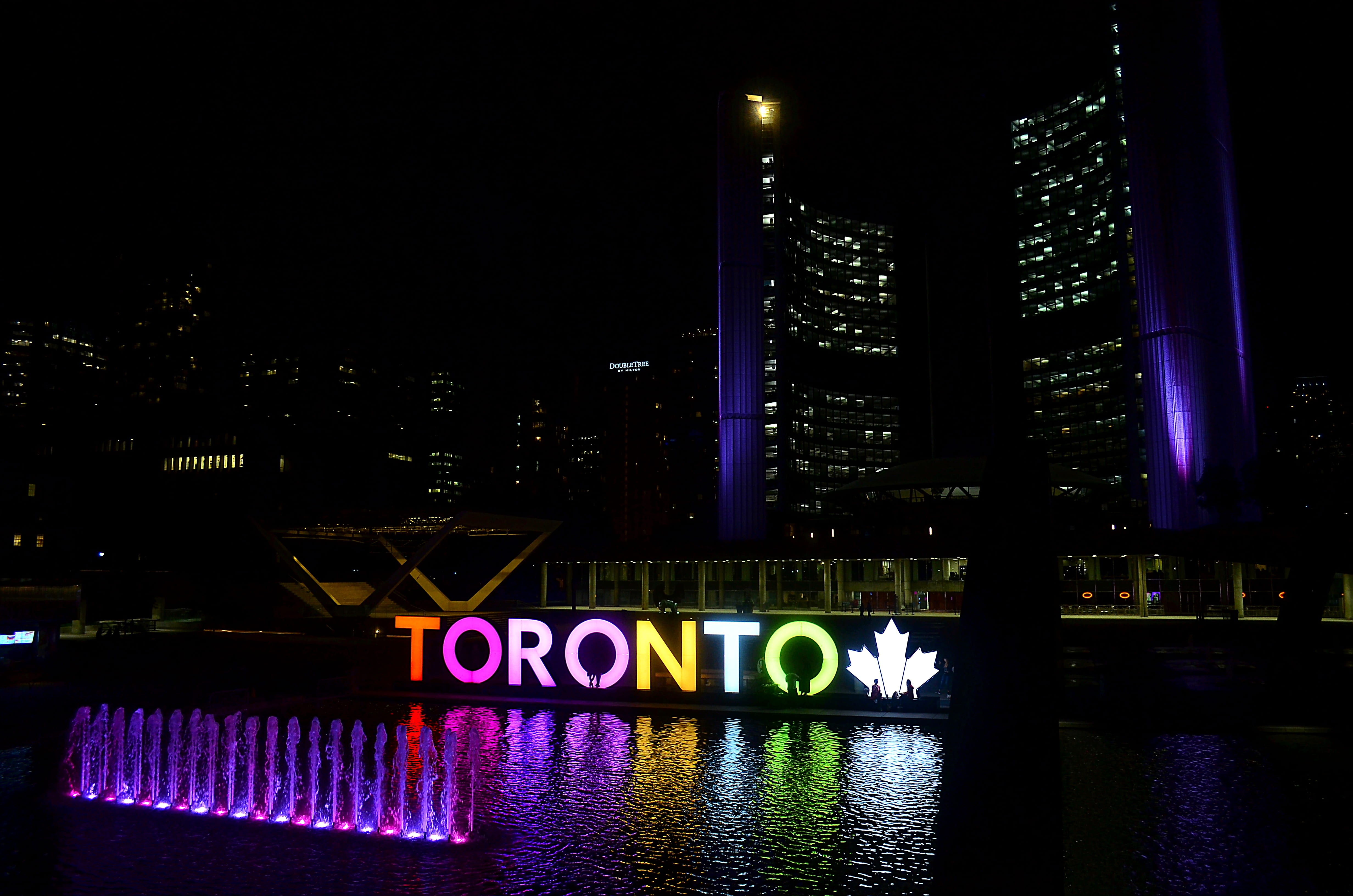 toronto, river, number, no people, water, nature, building, city, reflection, illuminated, western script, communication, outdoors, skyscraper, tourism, HD Wallpaper