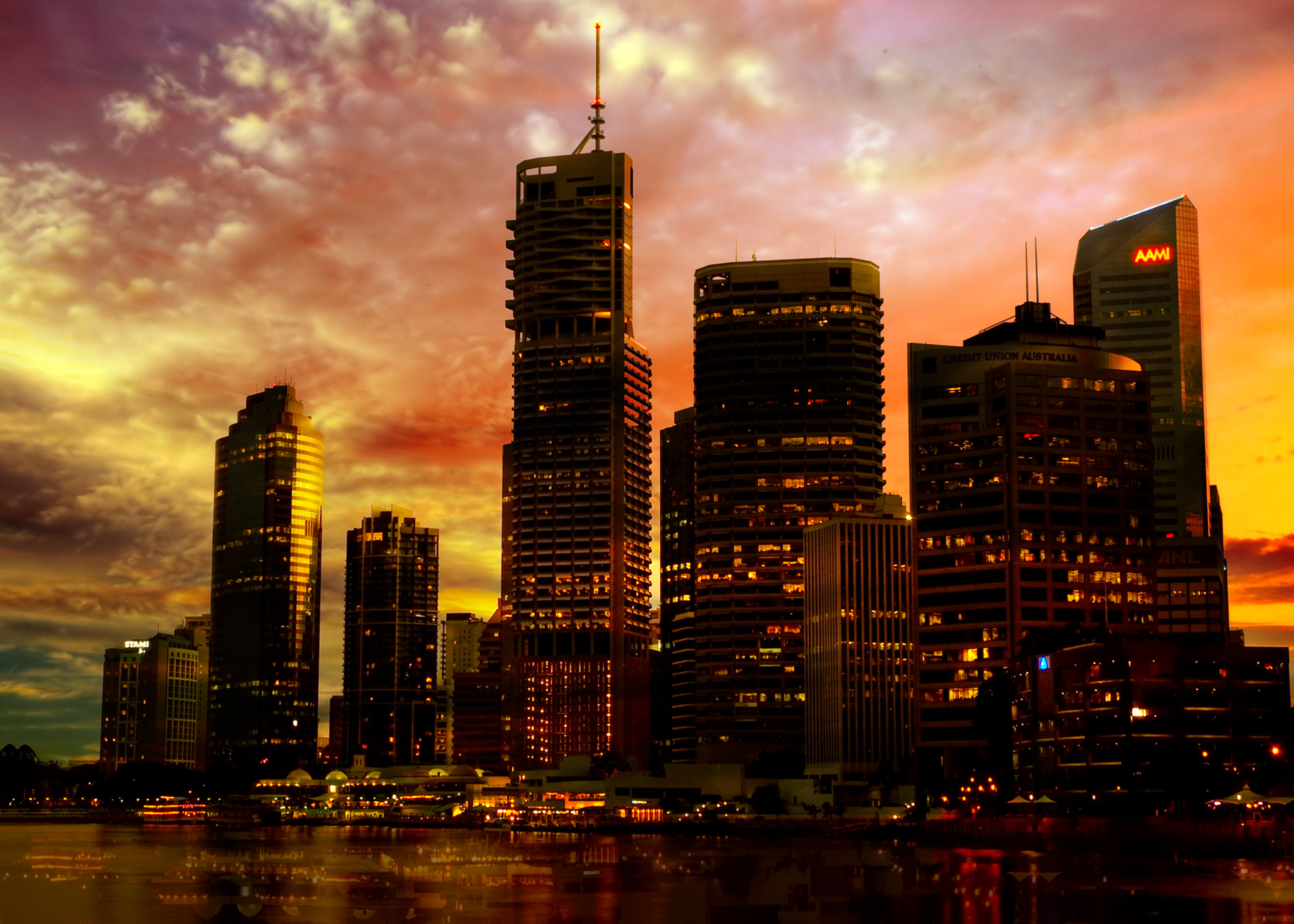 outdoors, office, sunset, cloud - Sky, twilight, light - Natural Phenomenon, famous Place, business, Australia, night, travel, dusk, bangkok, HD Wallpaper