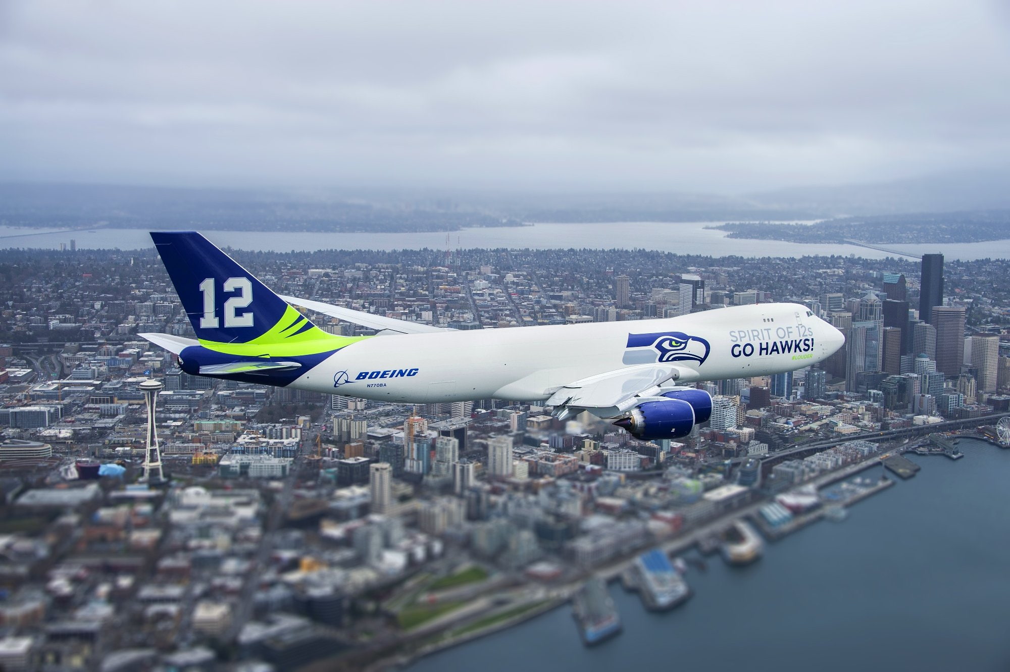1080P, boeing, airplane, airliner, plane, seattle, aircraft, seahawks, nfl, football, HD Wallpaper