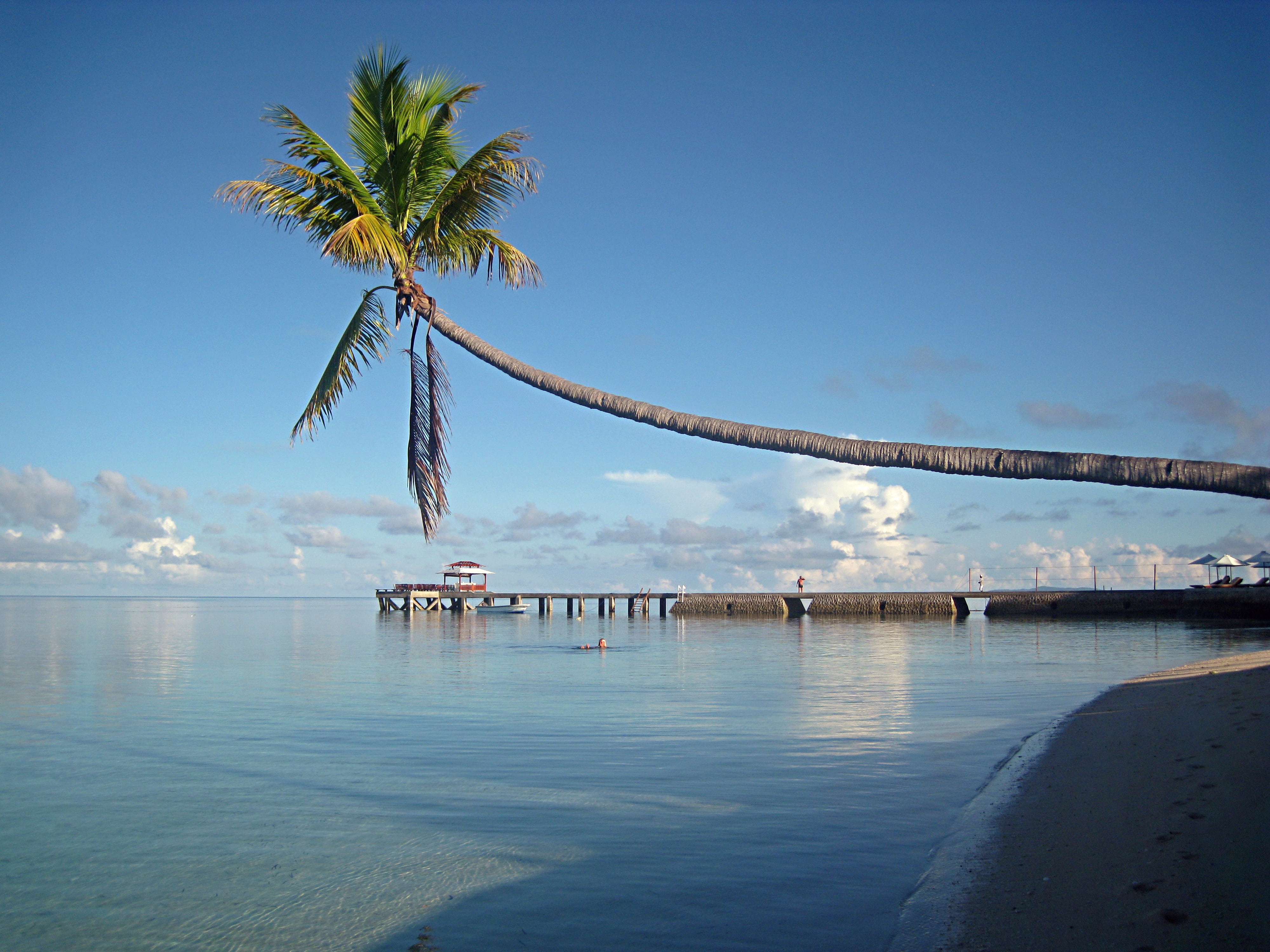 built structure, near, sea, connection, transportation, reflection, tranquility, tropical climate, 4K, blue, summer, sky, travel destinations, day, water, HD Wallpaper