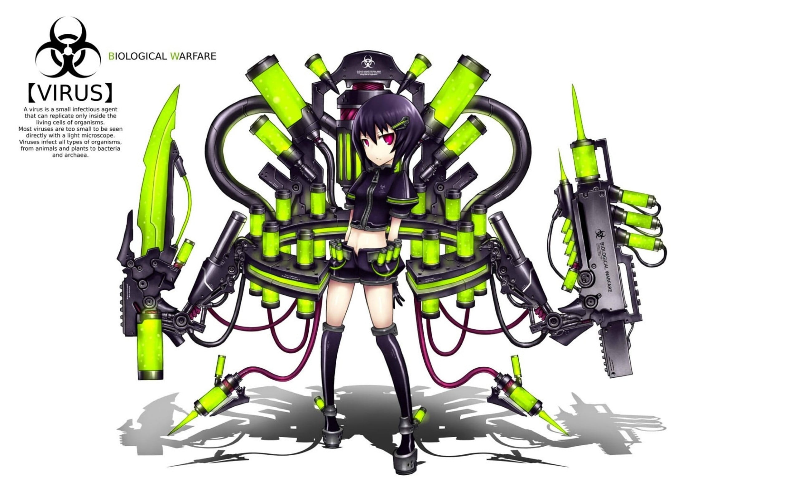 original characters, futuristic, indoors, anime, studio shot, GiA, cut out, anime girls, poisonous, nature, aqualung - diving equipment, technology, machinery, HD Wallpaper