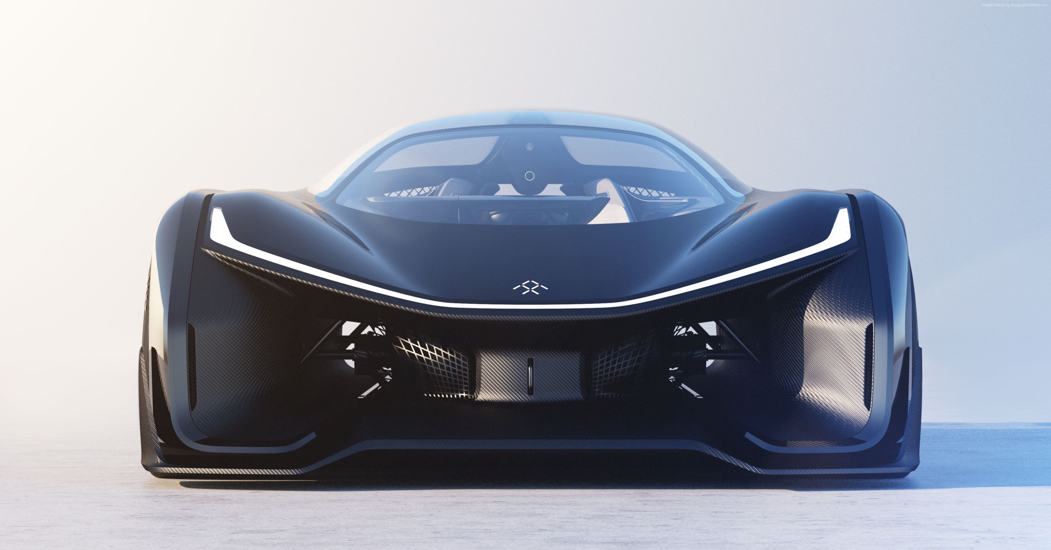 protection, blue, black color, FFZERO1, security, close-up, single object, still life, front view, car, Electric Car, technology, no people, 2K, Best Electric Cars, HD Wallpaper