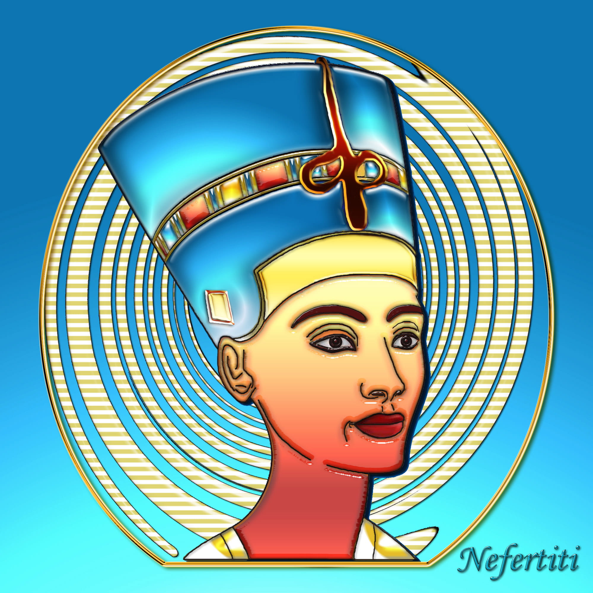 sky, creativity, queen, outdoors, Egypt, vector, women, religion, architecture, male likeness, Nefertiti, human Face, one Person, ruler, pattern, representation, Phone HD Wallpaper