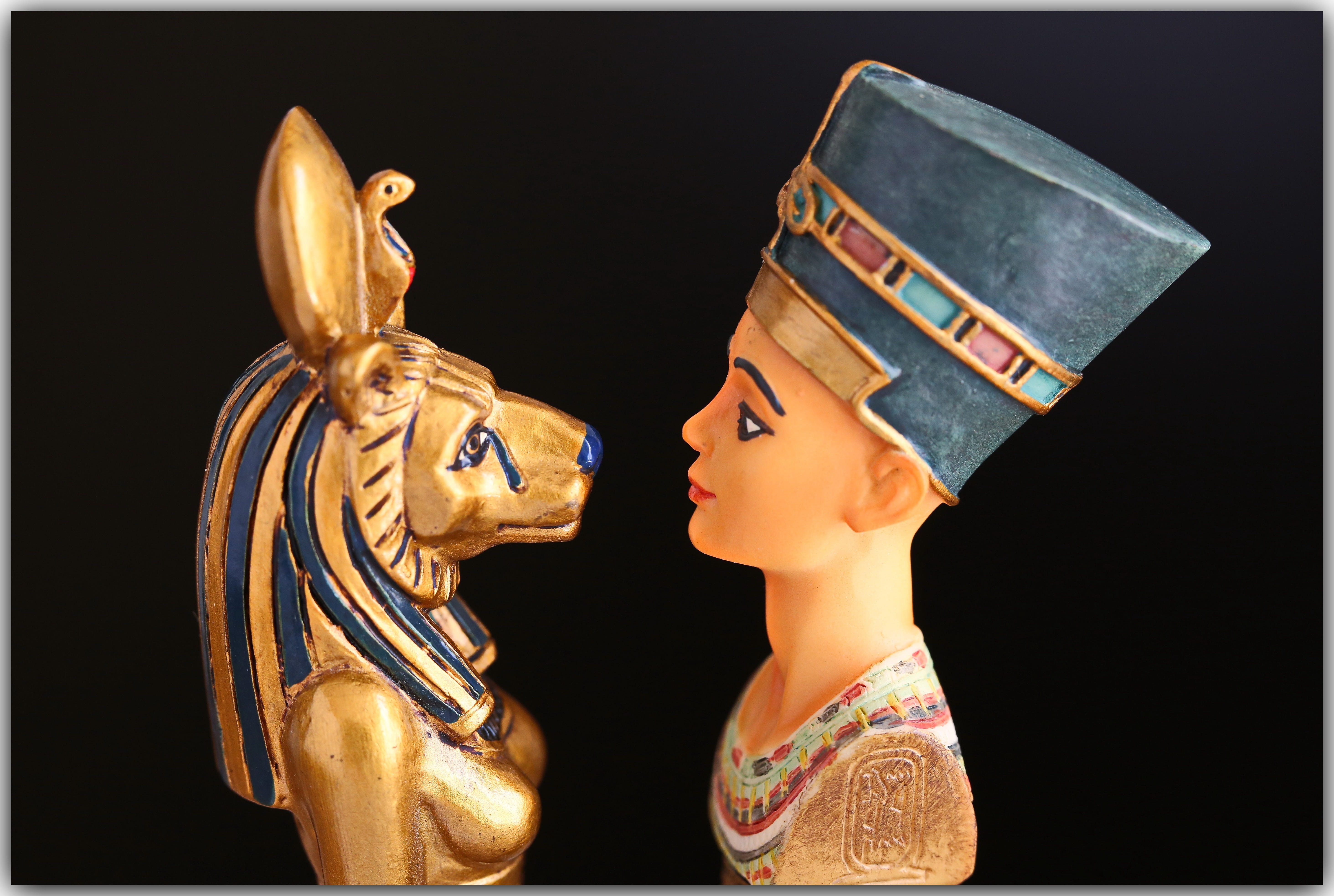 antiquity, egyptian, figurine, sculpture, girl, studio shot, indoors, people, 5K, arts culture and entertainment, queen, side view, ruler, figure, multi colored, HD Wallpaper