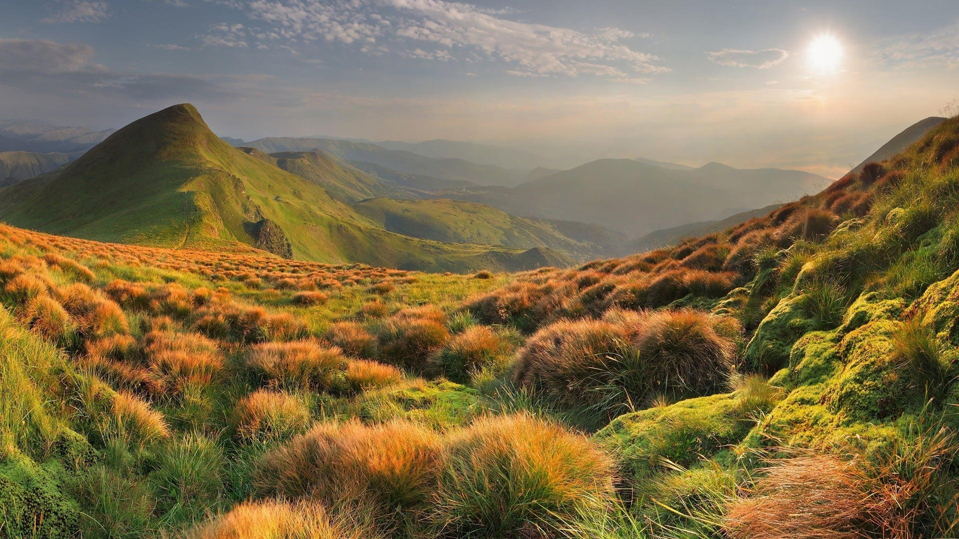 remote, vacation, beauty in nature, countryside, bright, scenic, highland, sky, no people, scenery, plant, park, range, mountains, landscape, valley, peak, HD Wallpaper