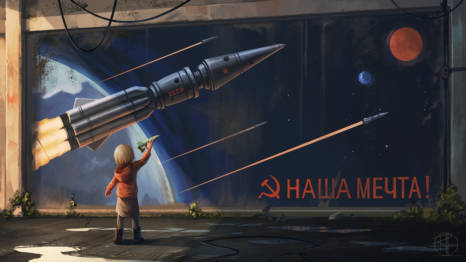 1080P, USSR, Art, Rocket, HD Wallpaper