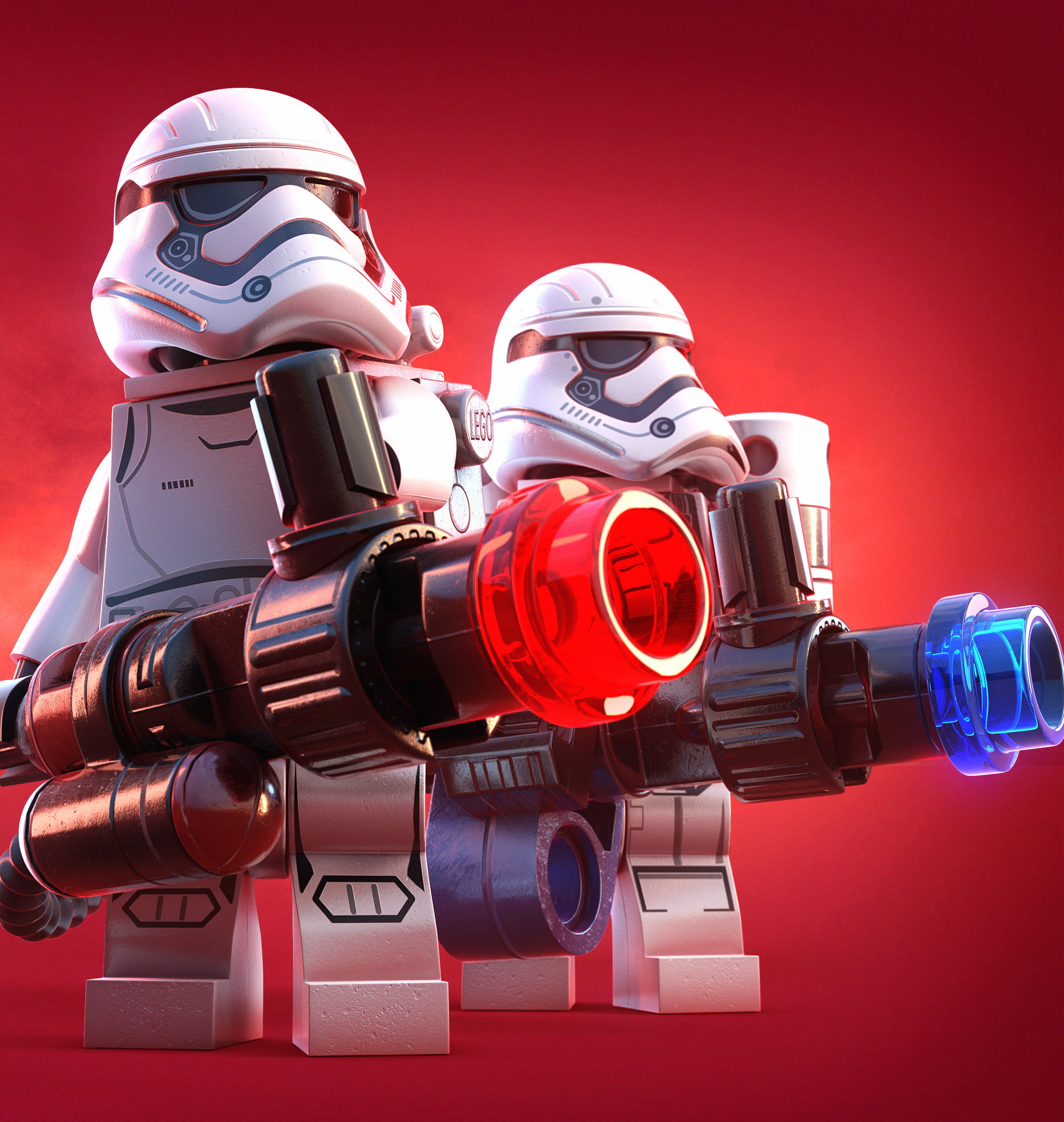 LEGO, red background, Michael-Black, ArtStation, toys, 1080P, Star Wars, Phone HD Wallpaper
