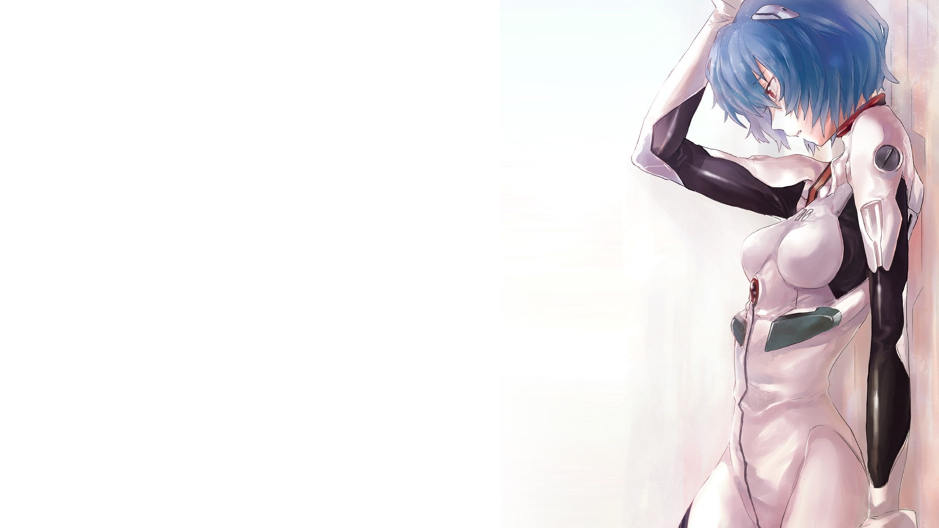Ayanami Rei, anime girls, Neon Genesis Evangelion, red eyes, blue hair, simple background, 1080P, anime, HD Wallpaper