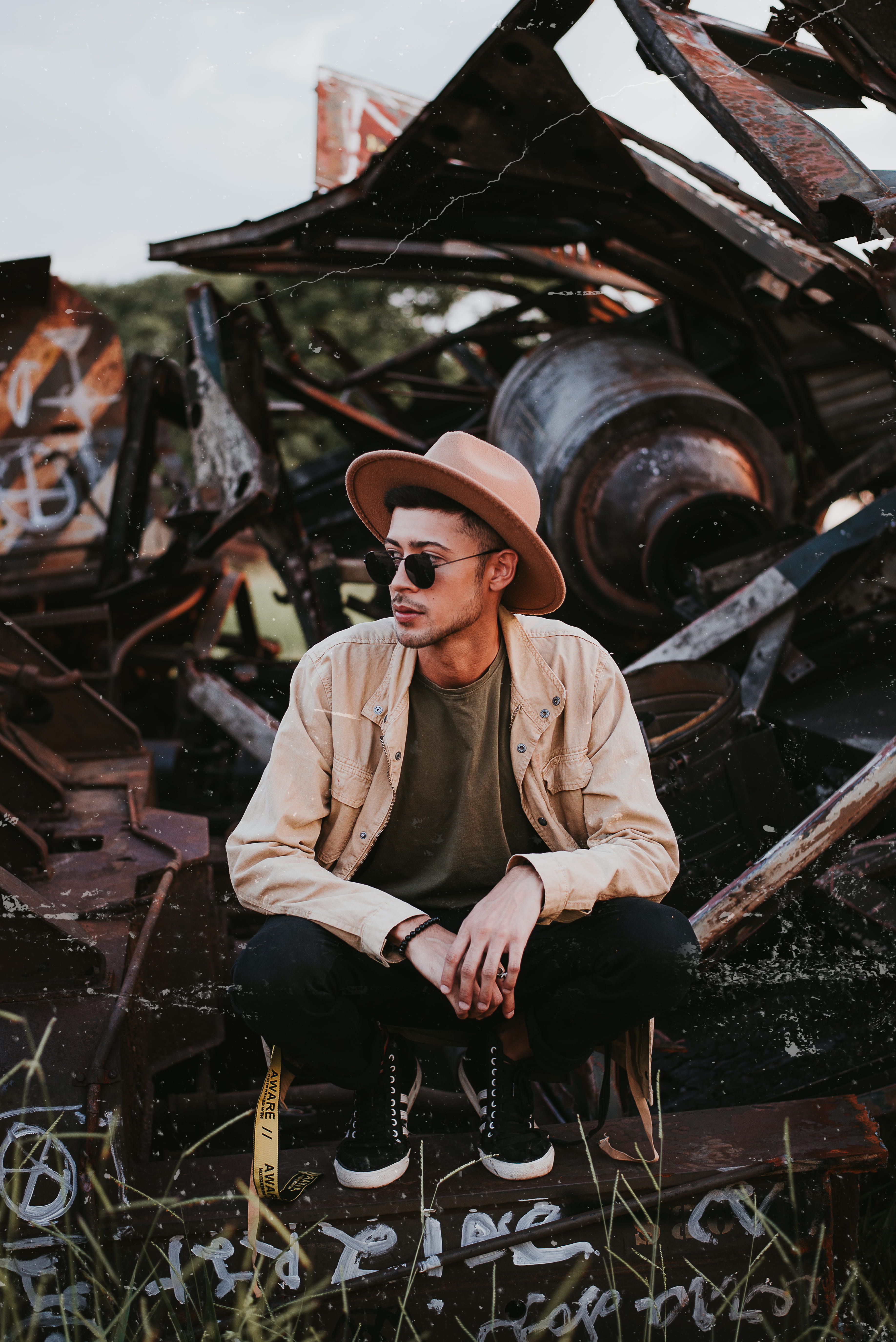 eyewear, looking at camera, portrait, sunglasses, outdoors, colors, young men, landscape, photoshoot, one person, human, casual clothing, day, scraps, handsome, Phone HD Wallpaper