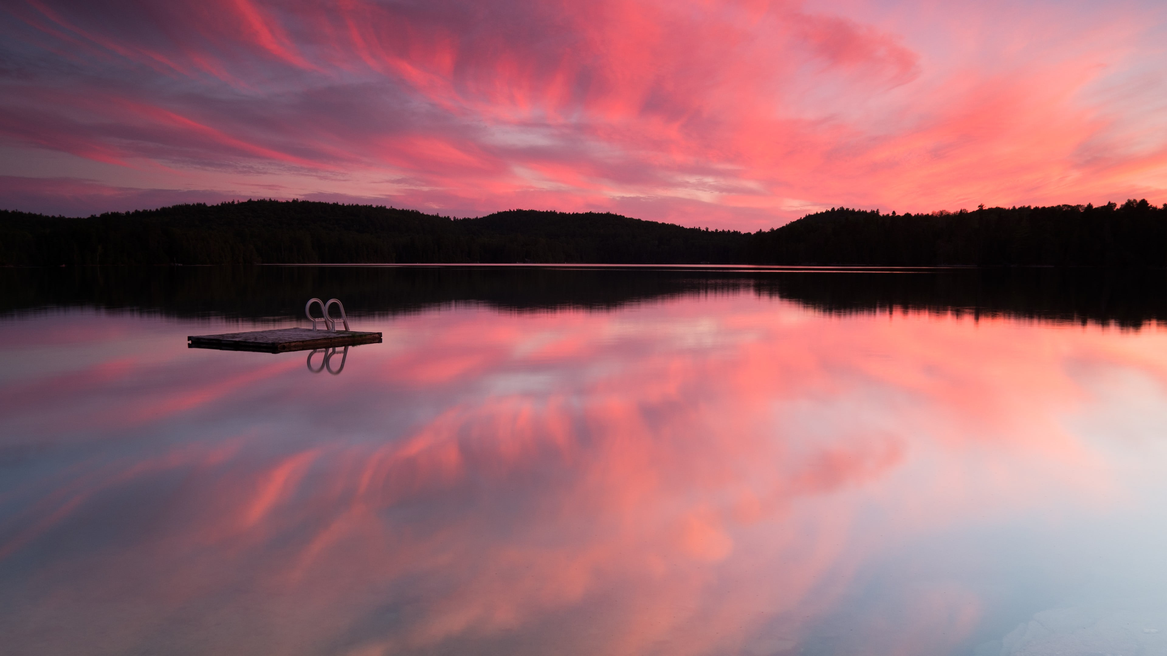 beauty in nature, idyllic, floater, cloud - sky, scenics - nature, lake, water, nautical vessel, orange color, tranquil scene, outdoors, sunset, reflection, HD Wallpaper