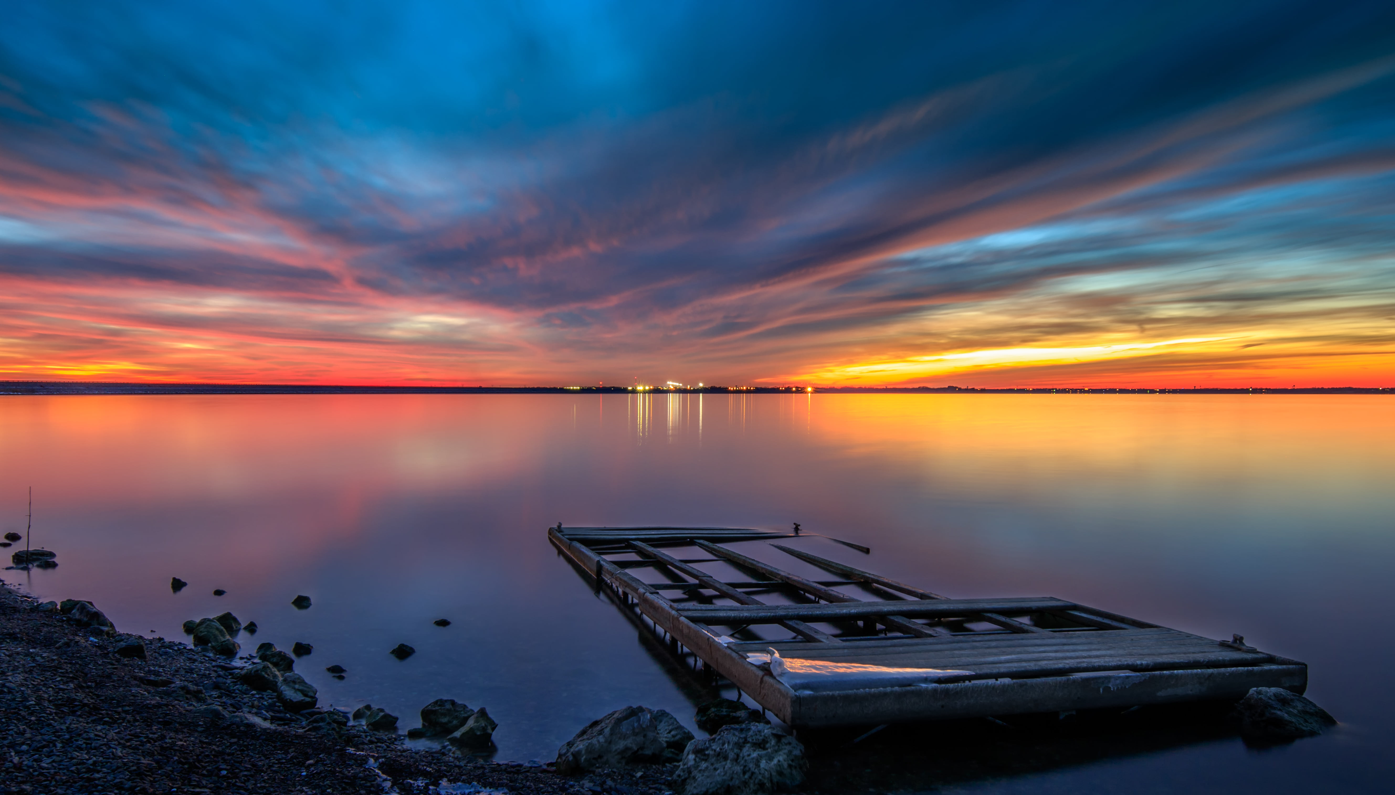 photo, lavonia, sea, tranquil Scene, floater, Sunset, dusk, landscape, flat, scenics, outdoors, body, sunrise - Dawn, water, brown, Photography, lake, wooden, HD Wallpaper