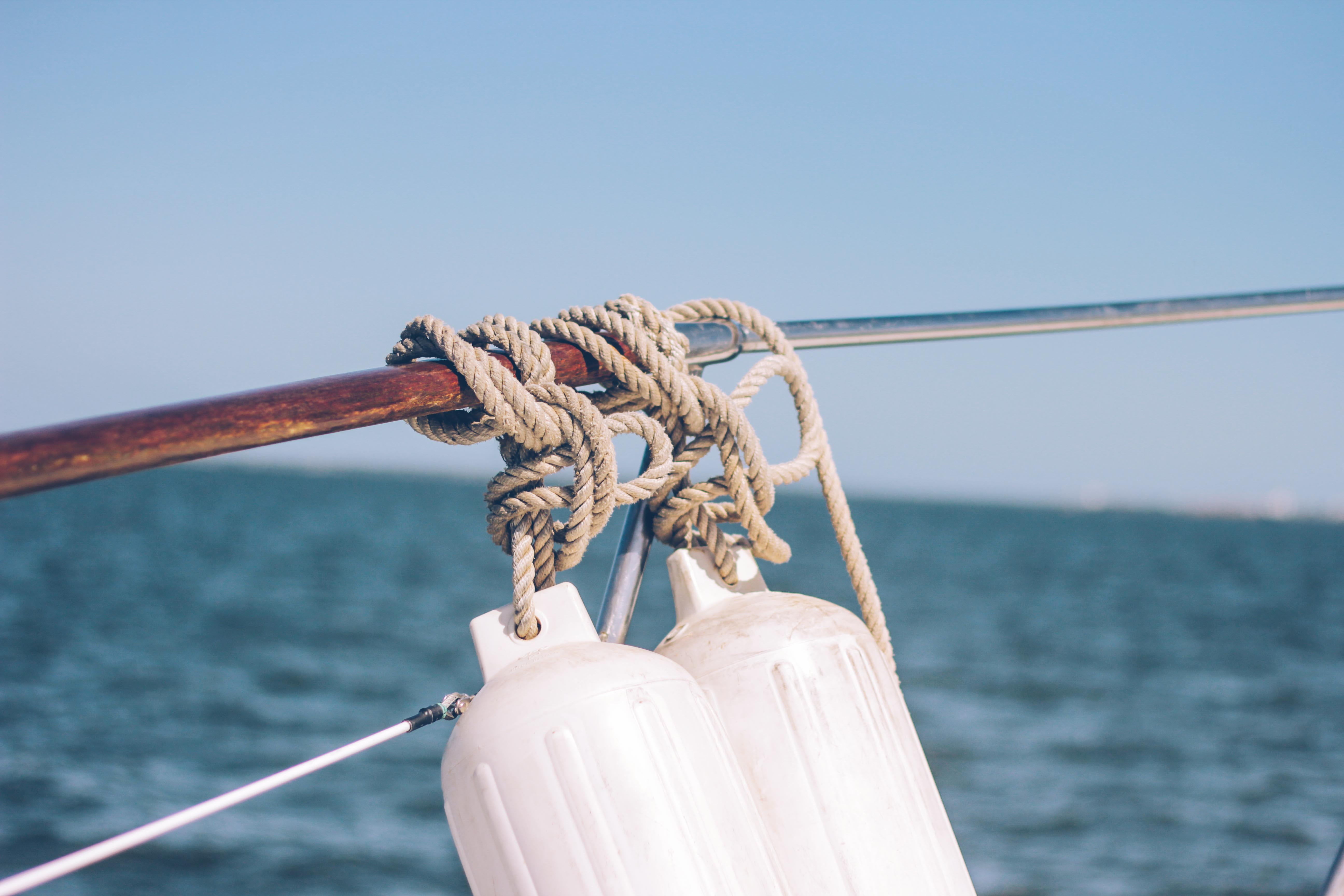 day, tied, water, mode of transportation, sailboat, ship, 5K, sea, floaters, fishing, boat Deck, waves, blue, white, travel, nature, sailing Ship, no people, HD Wallpaper