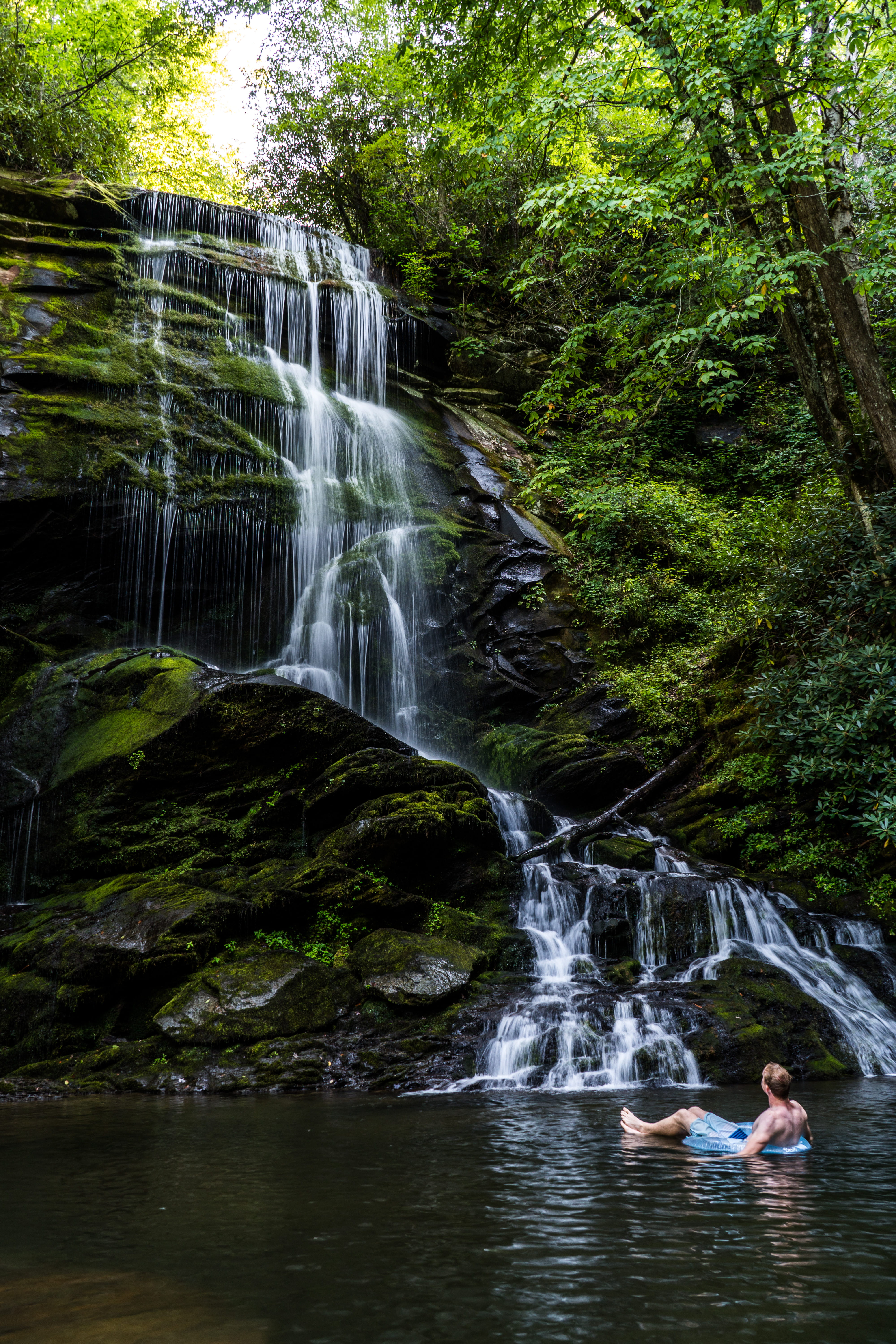 forest, scenics - nature, caucasian, people, riding, splashing, leisure activity, waterfalls, leaf, beauty in nature, plant, looking, mountain, moss, outdoors, Phone HD Wallpaper