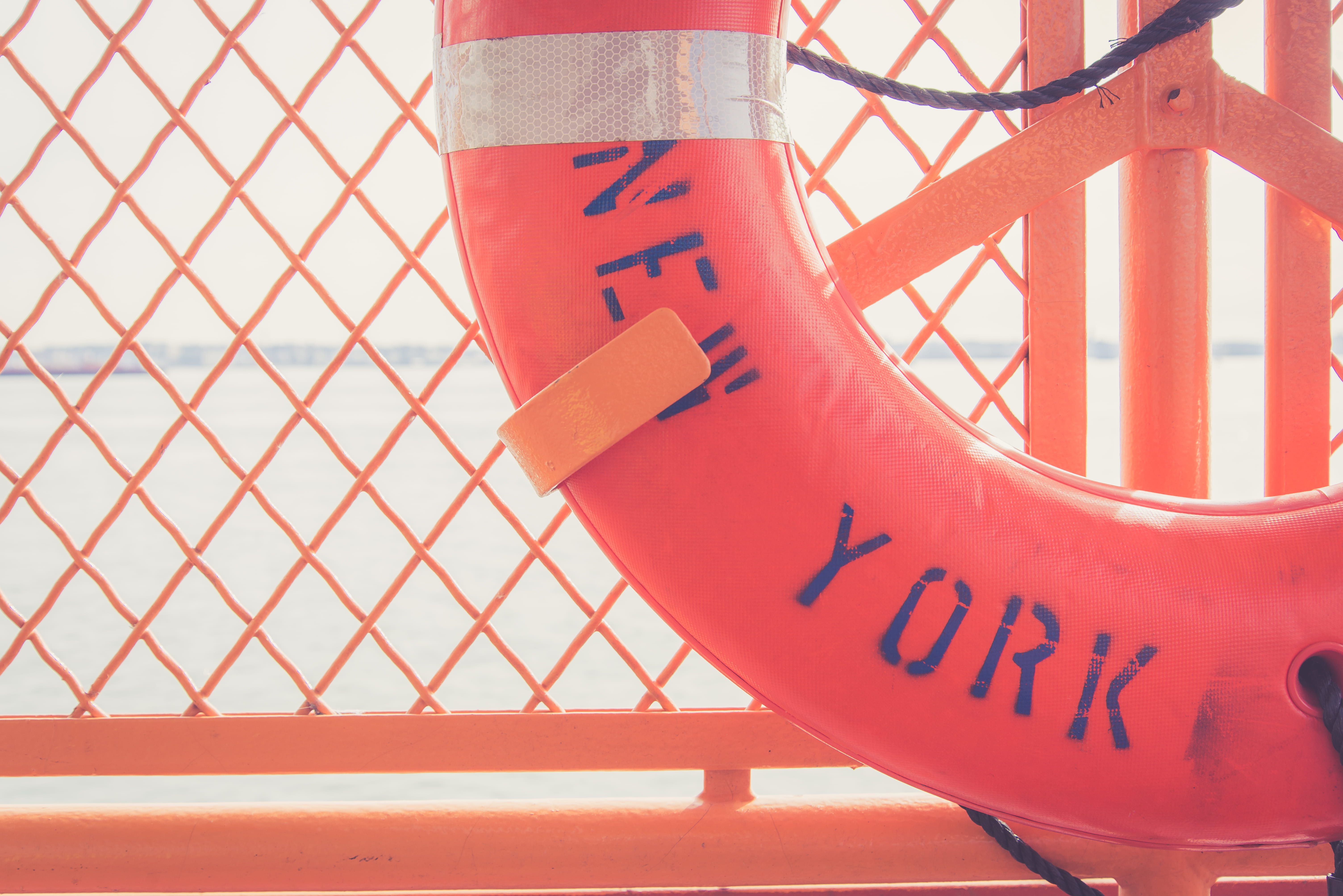 no people, sign, ring, railing, floater, orange, safety, bridge, focus on foreground, number, security, 5K, communication, inflatable, warning sign, red, HD Wallpaper