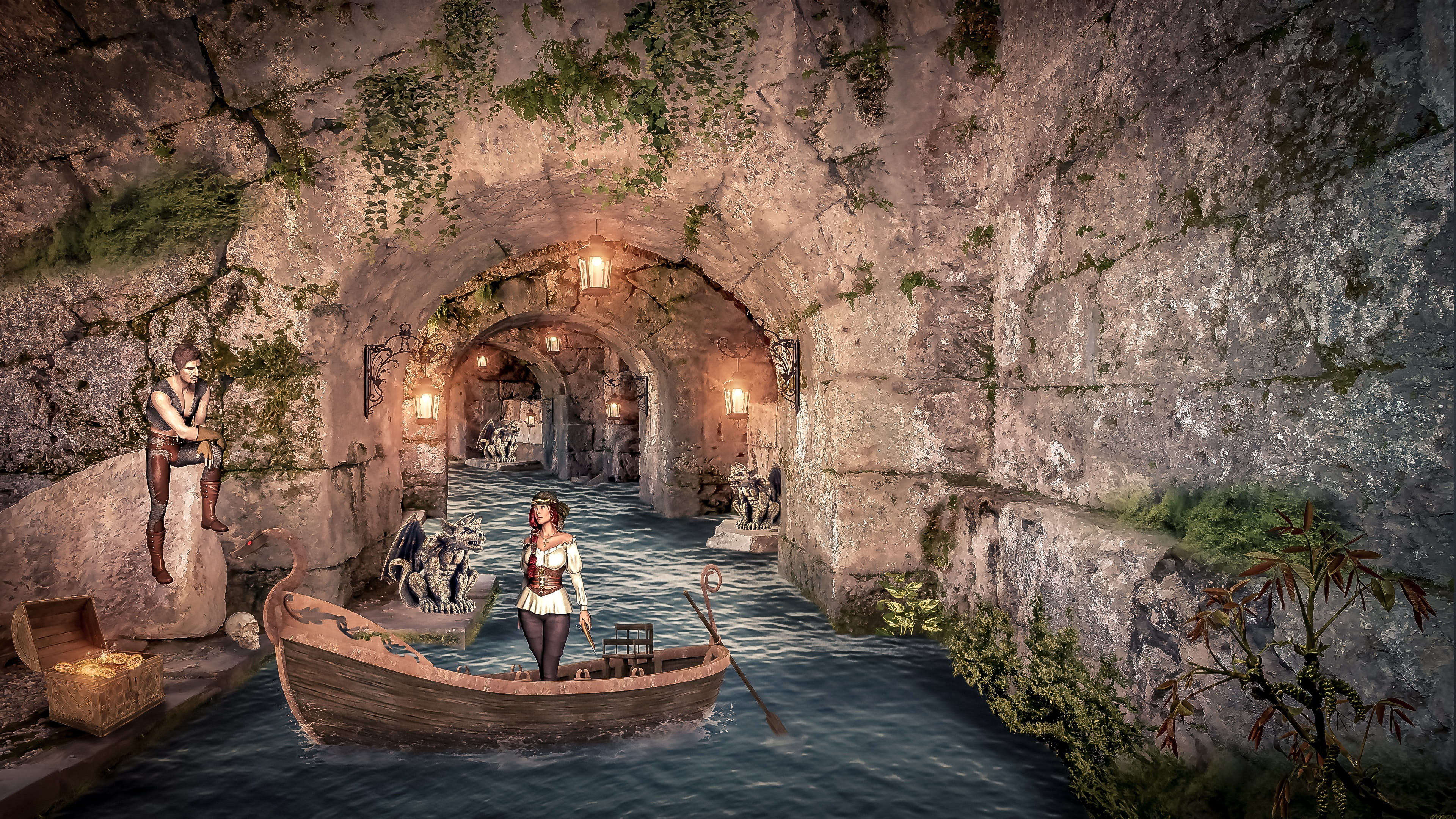 tunnel, direction, men, day, 4K, the past, nautical vessel, bot, travel, fairytale, illuminated, outdoors, tunel, wall - building feature, architecture, HD Wallpaper