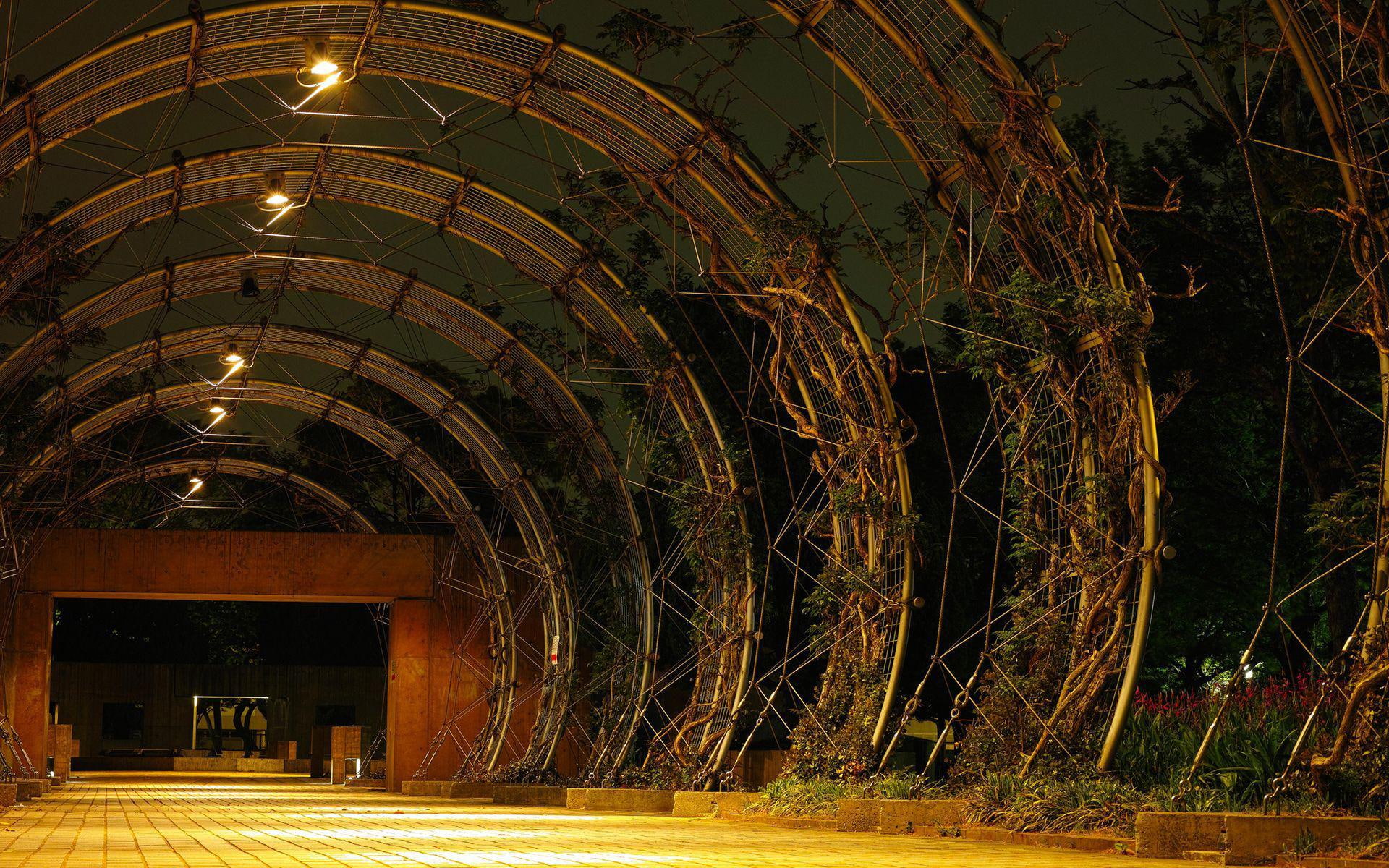 tunnel, tunel, dome, 1920x1200, photography, architecture, metal, night, 1080P, HD Wallpaper