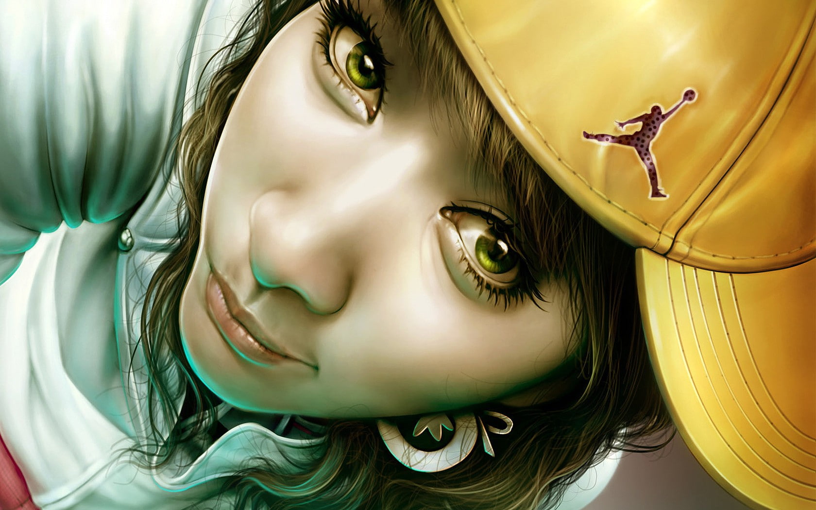 eyes, d, green, sports, girls, x, hd, 720P, Hat, Hate, art, basketball, asians, HD Wallpaper