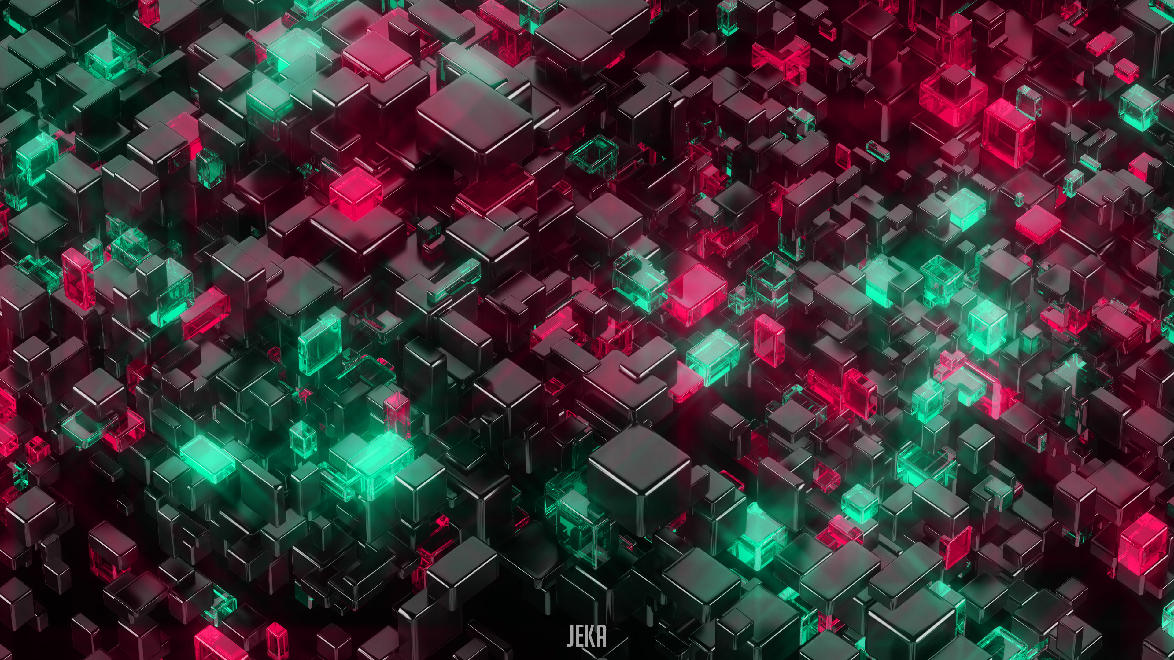 security, 3d, abstract, abundance, red, cubes, 4k, hd, repetition, cube, no people, connection, glowing, large group of objects, technology, illuminated, HD Wallpaper