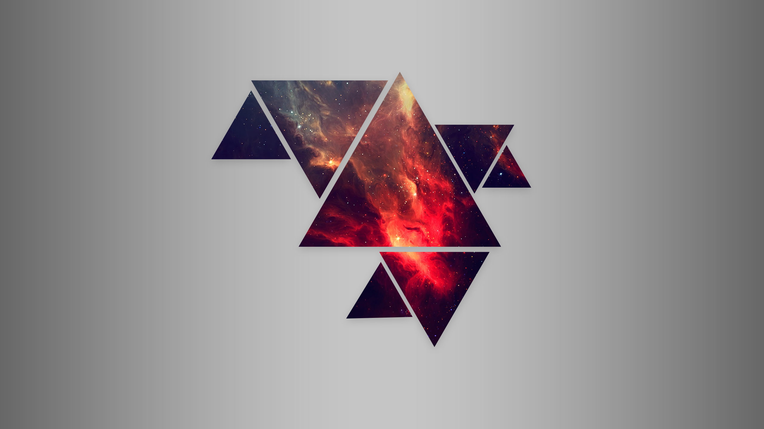 abstract, illuminated, sunset, star shape, science, creativity, nature, glowing, 2K, shape, cube shape, no people, gray background, studio shot, triangle shape, HD Wallpaper