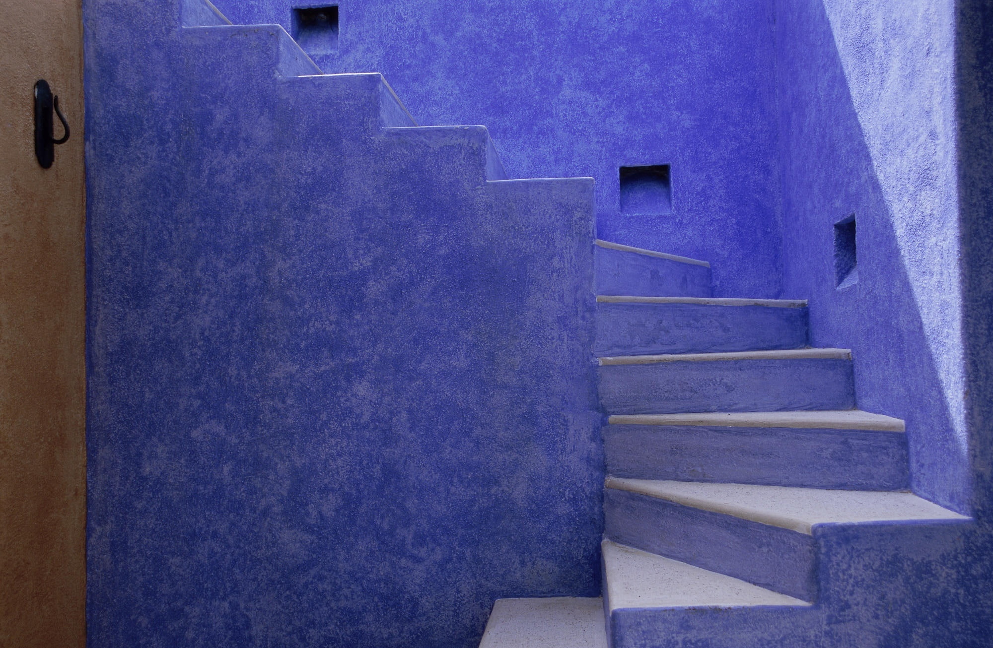 careyes, no people, concrete, blue, railing, purple, door, empty, wall - building feature, built structure, costa careyes, central america, america, building, HD Wallpaper