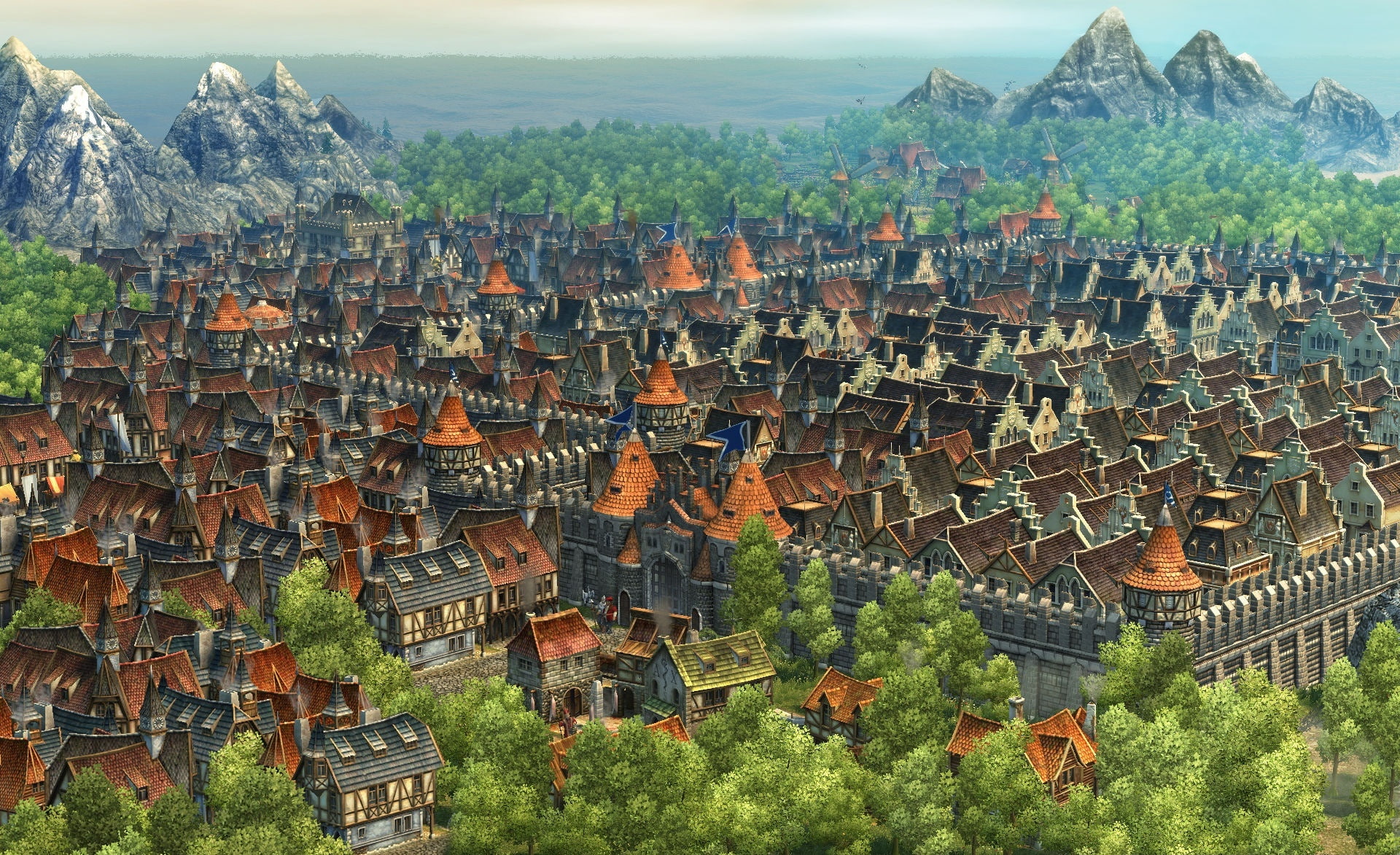 history, tree, travel destinations, building exterior, place of worship, anno 1404 screenshots, 1080P, anno, nature, screenshots, Anno 1404, no people, HD Wallpaper