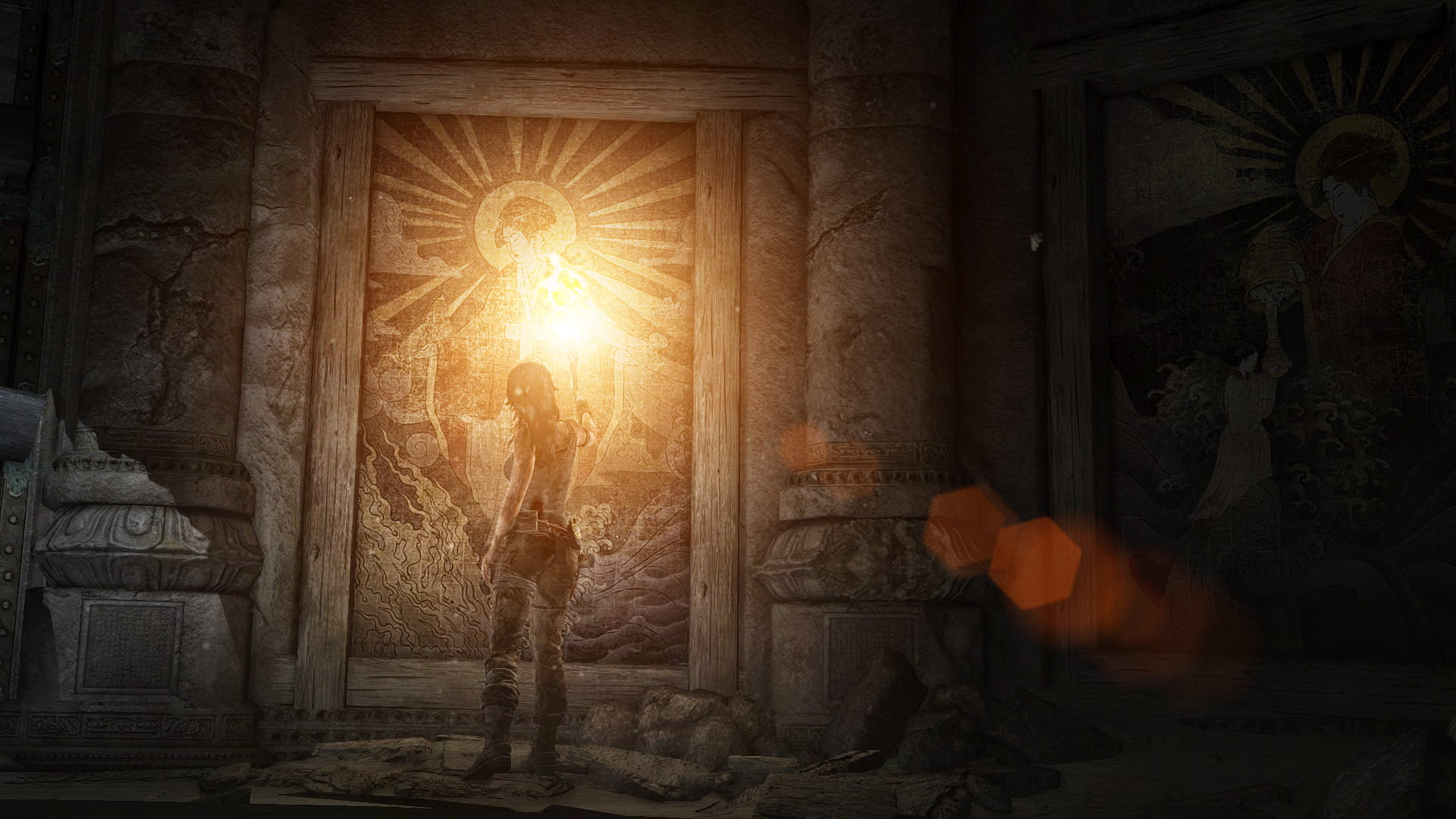 the past, real people, belief, architecture, spirituality, painting, religion, 1080P, representation, art and craft, architectural column, Tomb Raider, HD Wallpaper