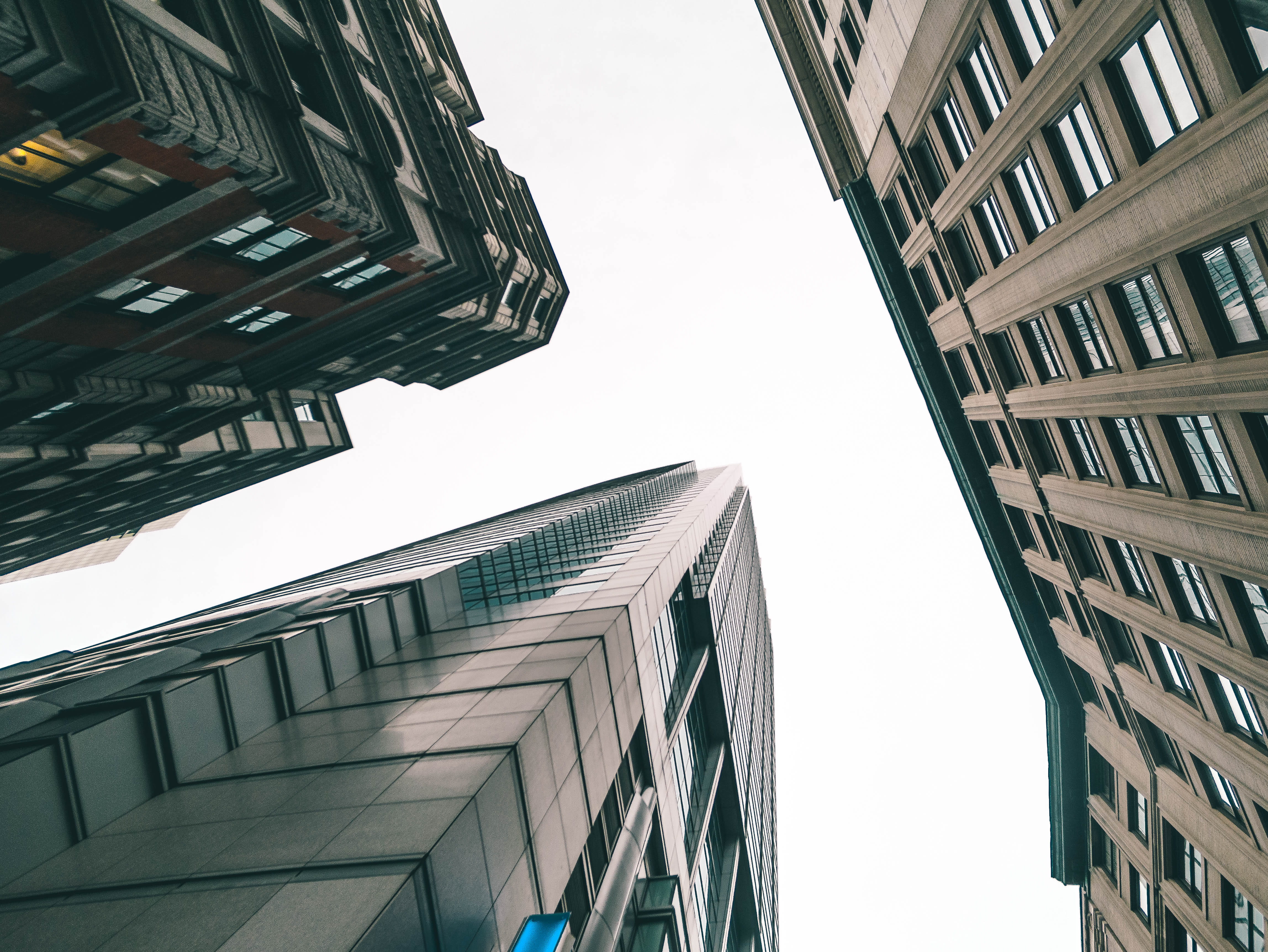 tall - high, angle, windows, office building exterior, high building, architecture, day, photography, low, skyscraper, clear sky, financial district, high, HD Wallpaper