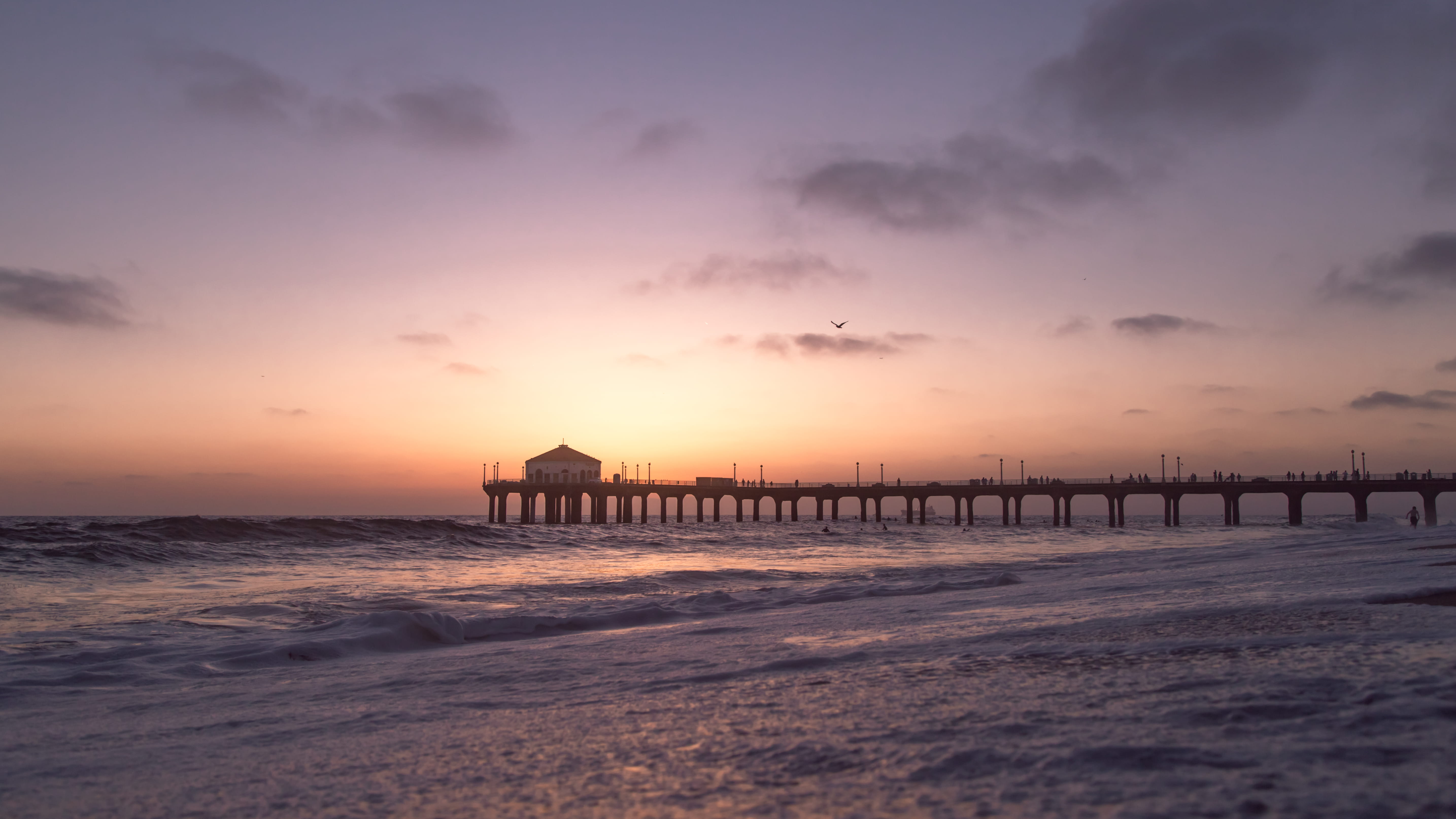 sky, beach, sunset line, sea, pier, silhouette, summer, island, southern californium, tranquil Scene, explore, seascape, dawn, sunrise - Dawn, scenics, HD Wallpaper