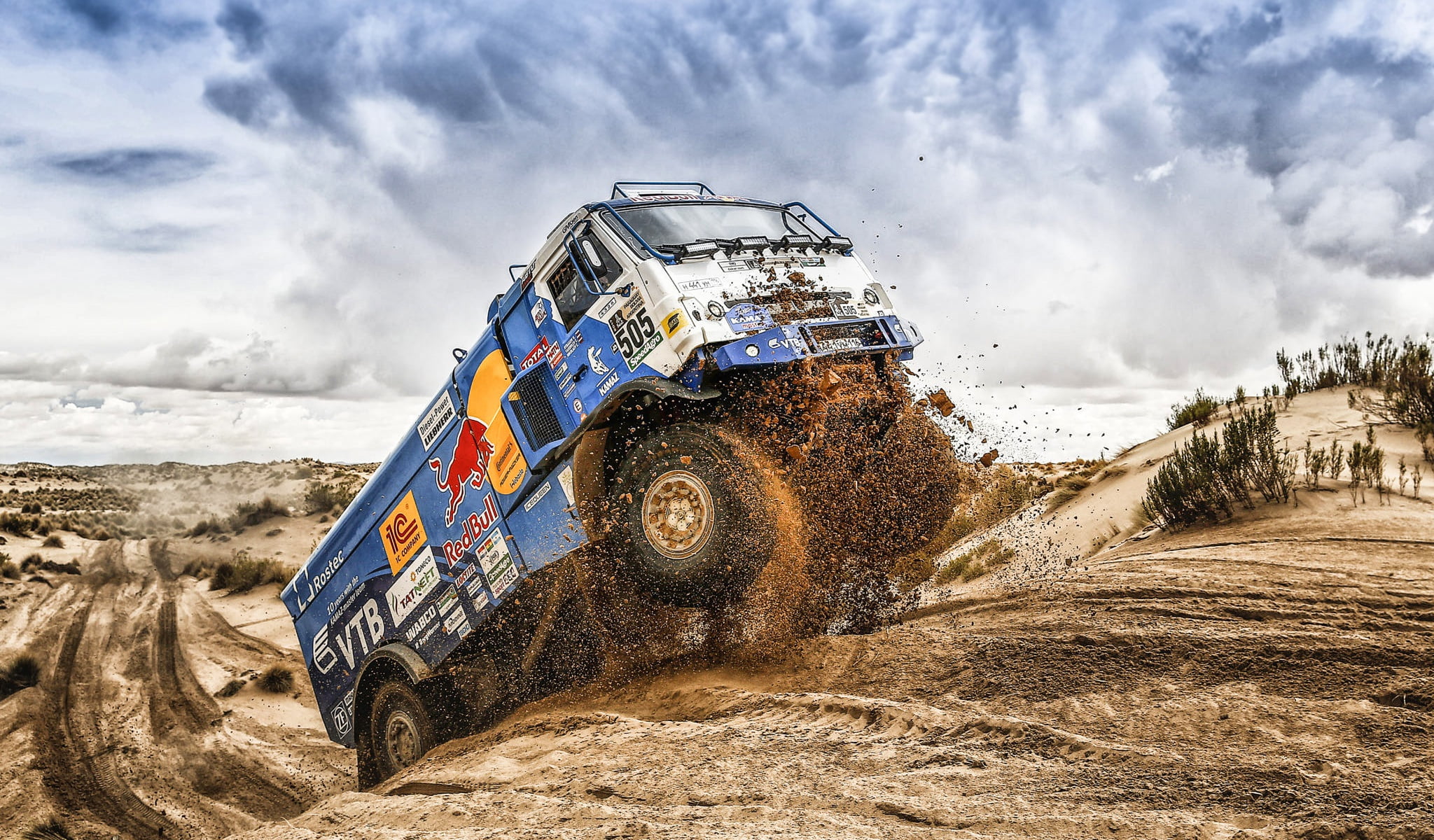Russia, Best, RedBull, Beast, Sand, Master, Dakar, 505, Contest, The roads, Nature, Truck, Sport, Race, 1080P, Rally, The sky, KAMAZ, HD Wallpaper
