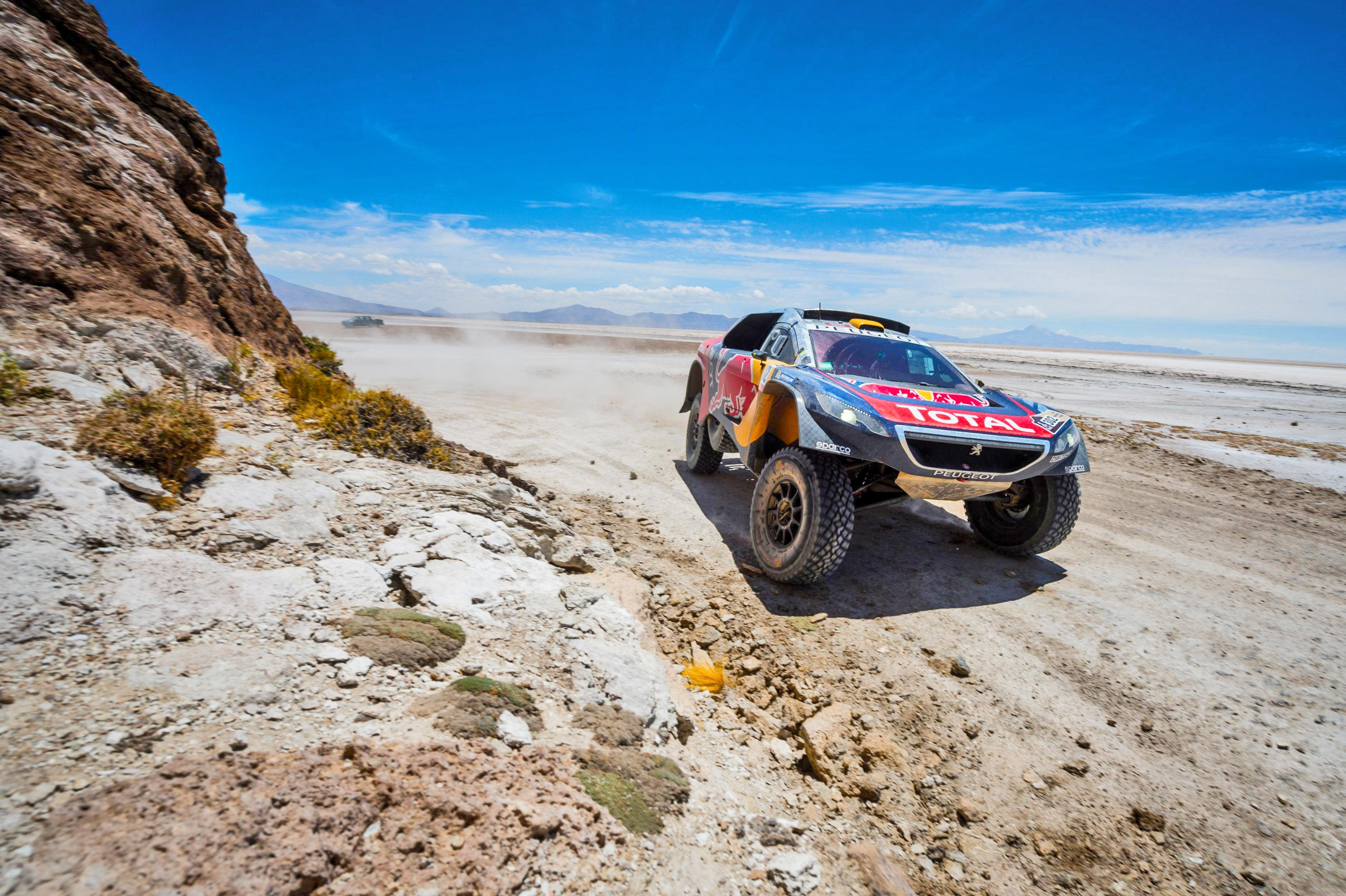 Sand, Red Bull, 2K, Peugeot, DKR, 2008, Peugeot 2008 DKR, Lights, Heat, Race, Speed, The front, Dakar, Rally, Sport, HD Wallpaper