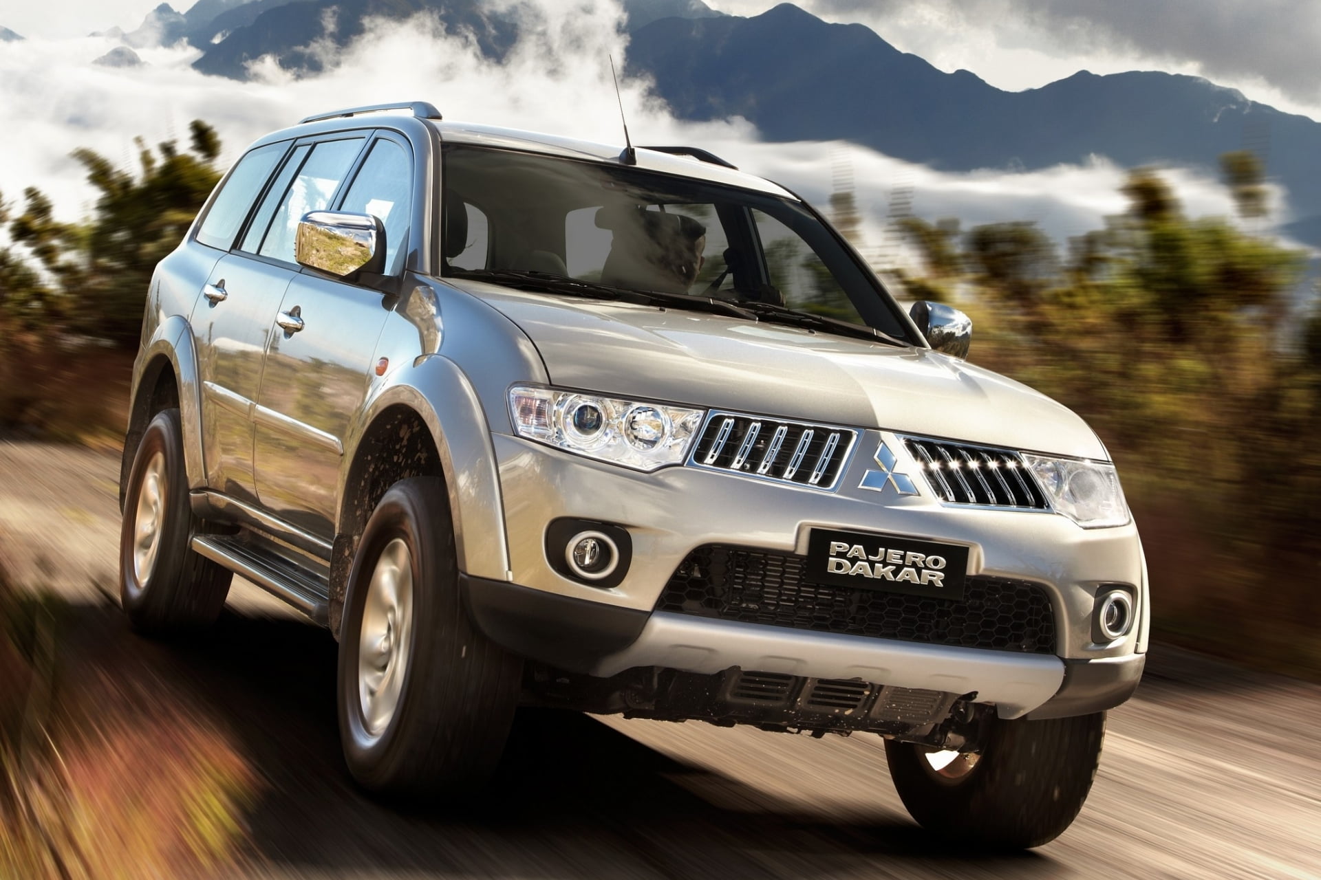 no people, sky, focus on foreground, motor vehicle, Mitsubishi, road, travel, mountain, outdoors, sport, 1080P, off-road vehicle, speed, Dakar, land vehicle, HD Wallpaper