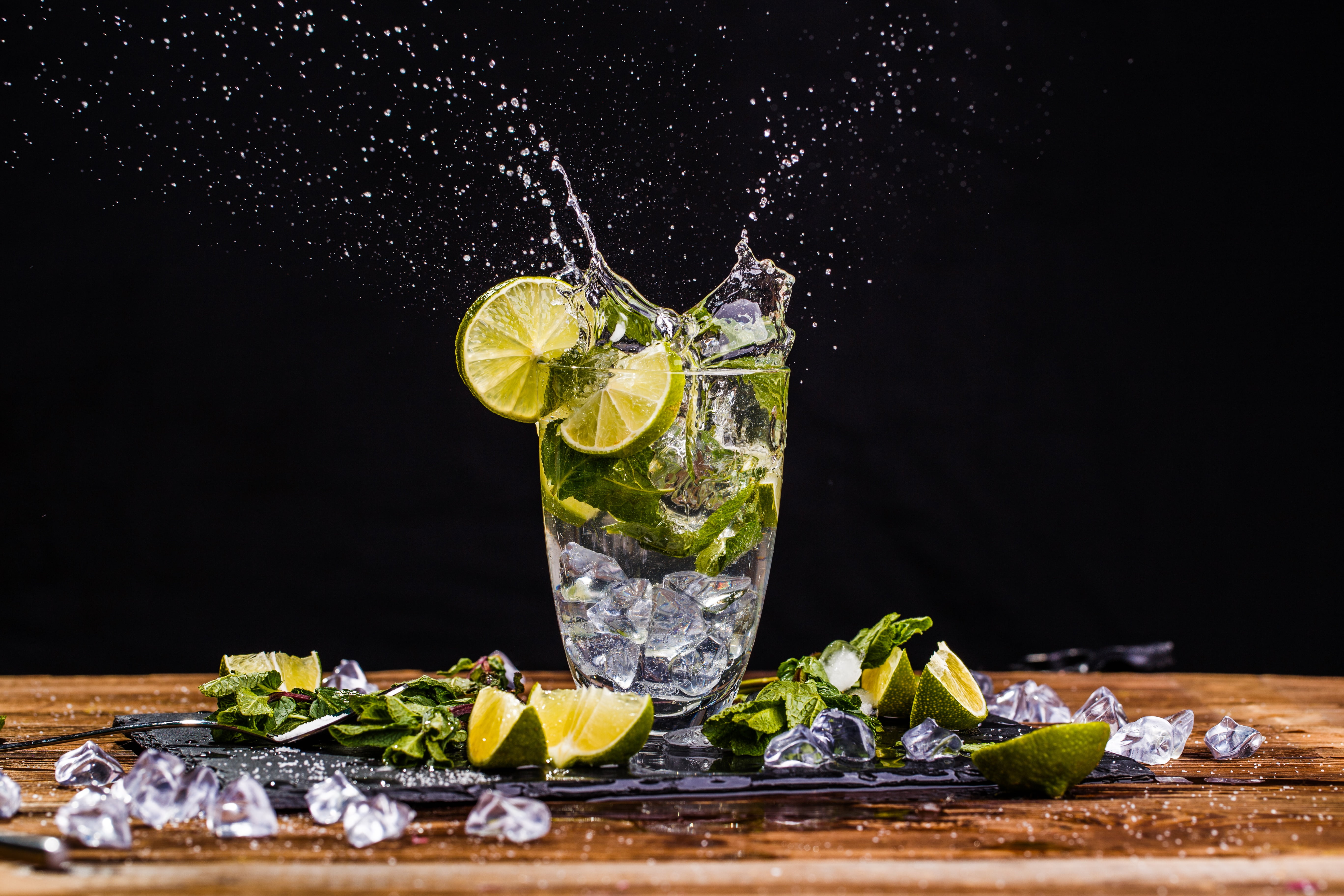 squirt, mahito, Plesk, glass, 5K, mint, lime, ice, HD Wallpaper