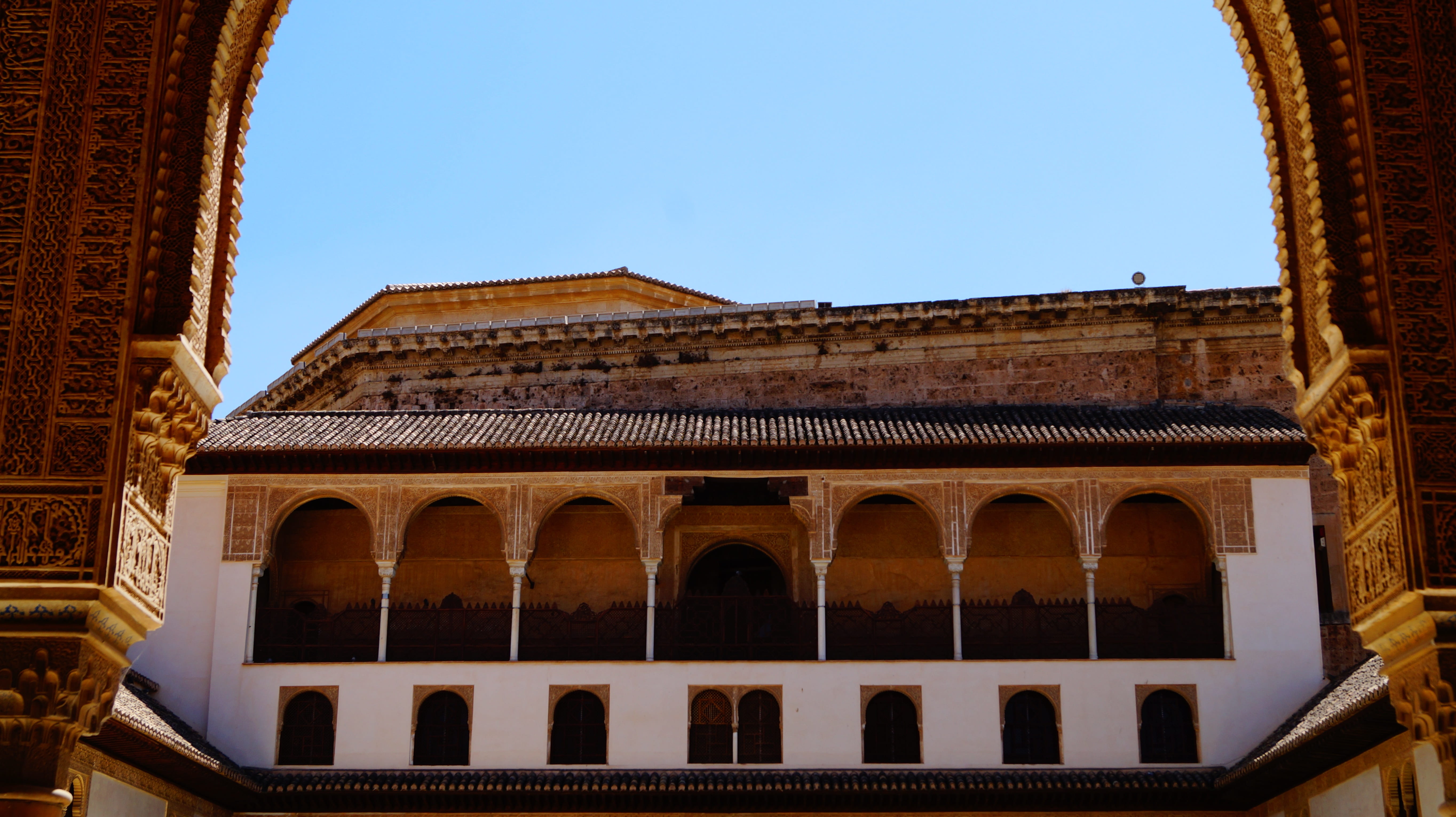 journey, ancient civilization, courtyard, ornate, palace, nature, sky, blue, window, architectural column, low angle view, outdoors, august, art, architecture, HD Wallpaper
