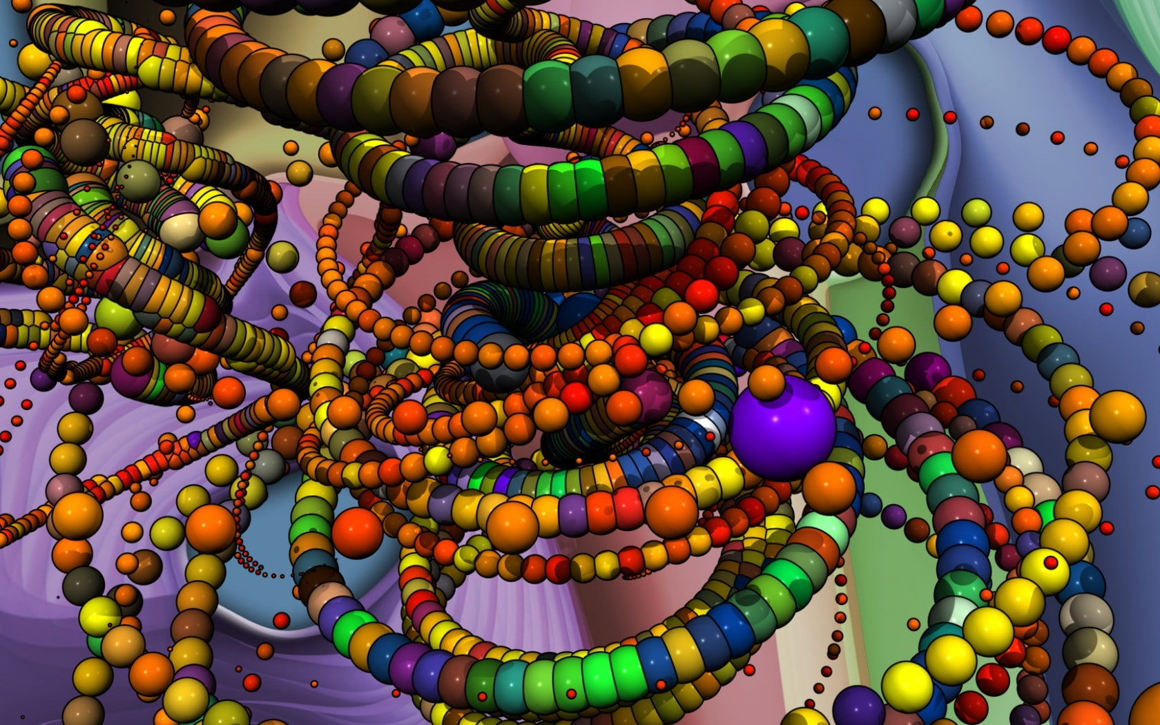 ball, sphere, 720P, 3D, abstract, digital art, chains, colorful, HD Wallpaper