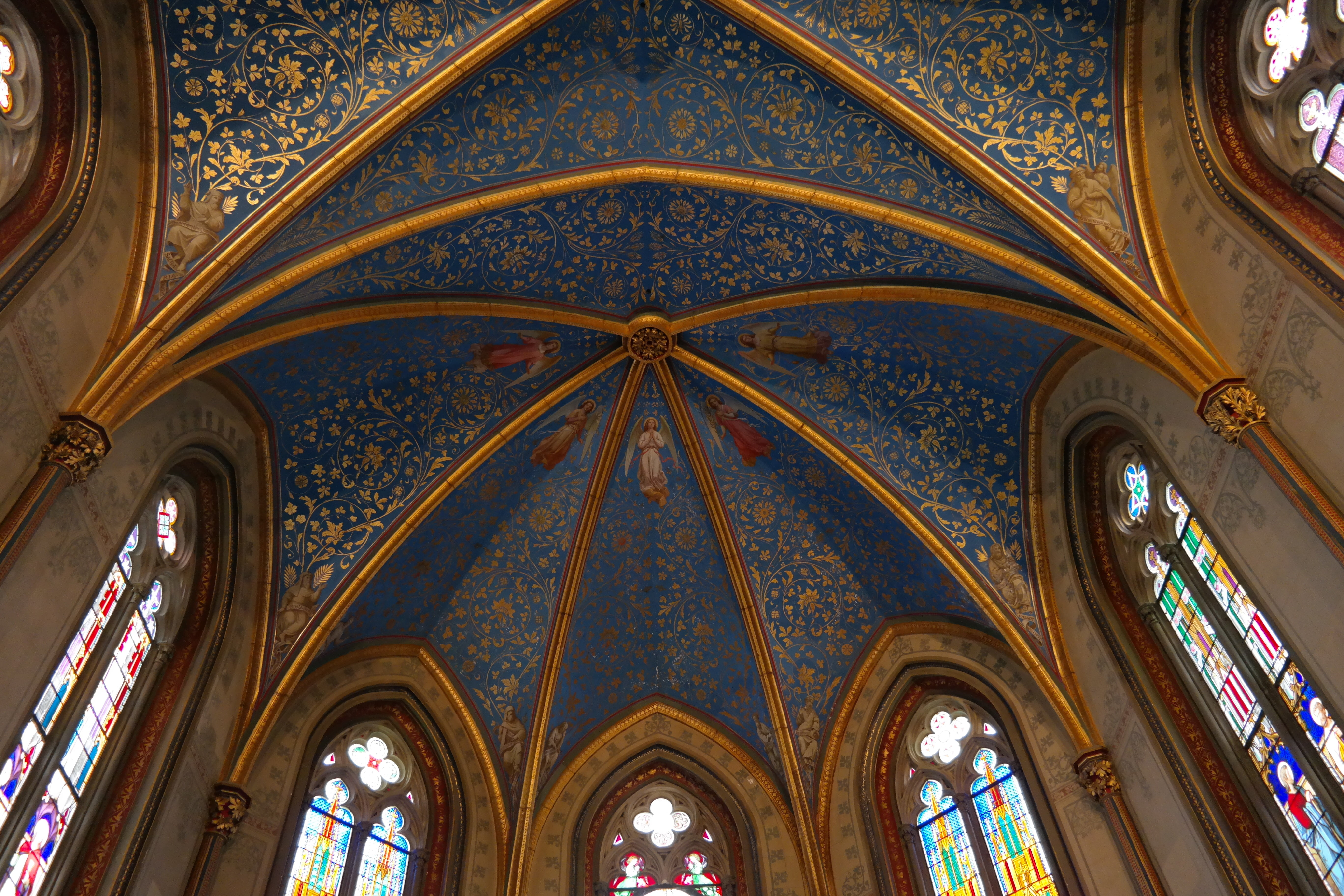 hohenzollern, architecture, indoors, protestant chapel, built structure, directly below, famous Place, low angle view, gold, protestant, religion, arch, HD Wallpaper