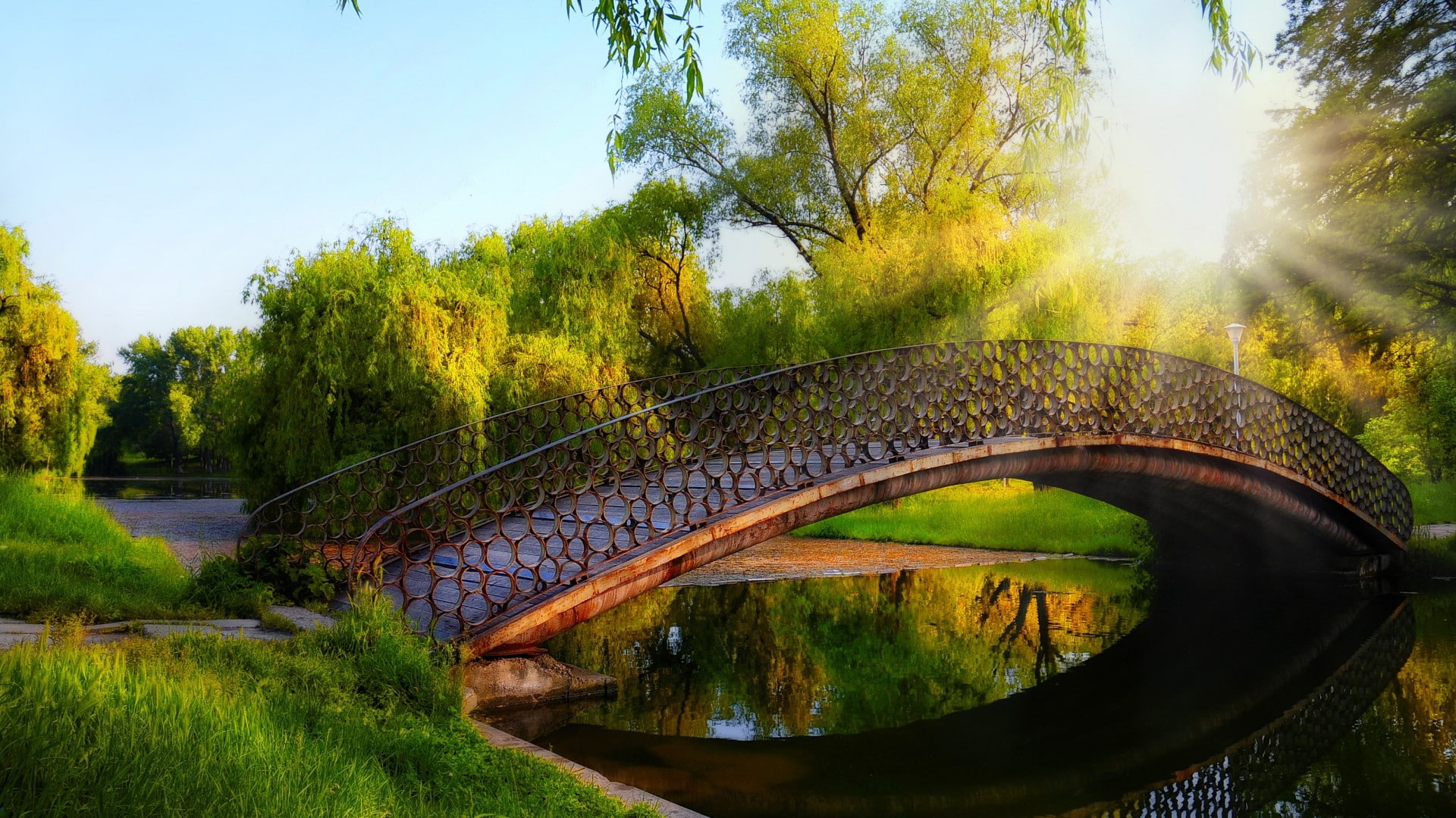 outdoor, europe, tree, city, travel, urban, scenic, panorama, water, grass, landscape, summer, skyline, landmark, 1080P, river, viaduct, tourism, steel arch bridge, HD Wallpaper