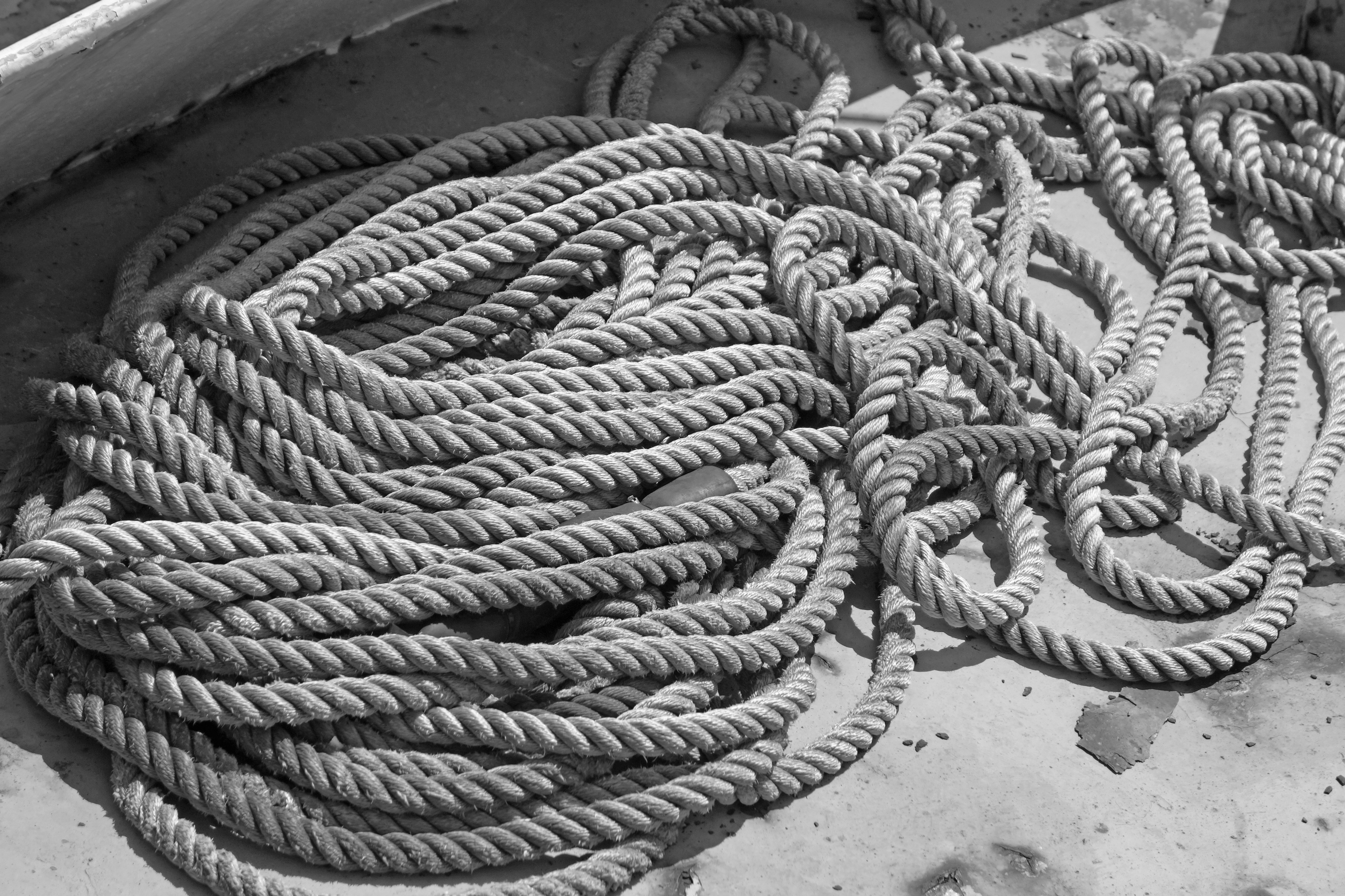 tied up, rope, day, boat, tangled, outdoors, 5K, close-up, twisted, nature, complexity, durability, marine, water, tangled rope, nautical, mode of transportation, HD Wallpaper